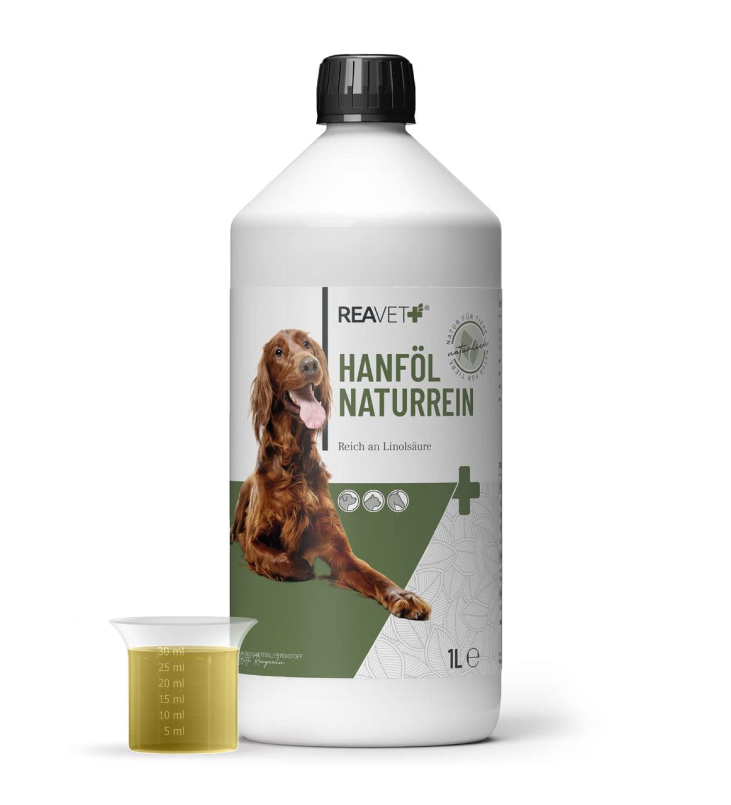 Premium Cold-Pressed Hemp Oil for Dogs & Cats - 1 Liter | Natural & Additive-Free - BARF Oil | Reavet - Buy Online on GoSupps.com