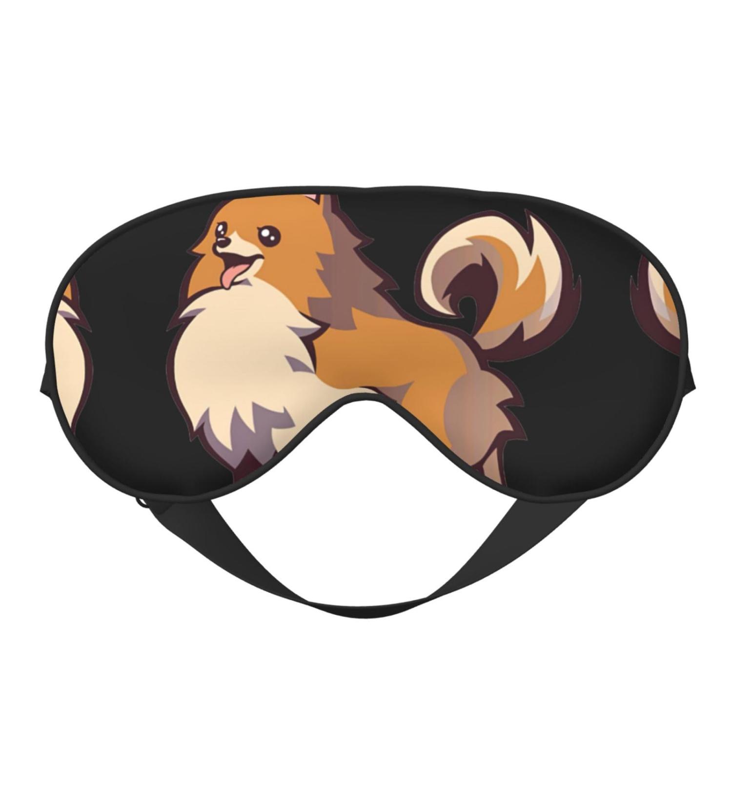 Shop Cartoon Pomeranian Dog Print Unisex Sleep Mask | Soft Comfort Eye Shade for Travel Yoga & Shift Work - Buy Online on GoSupps.com