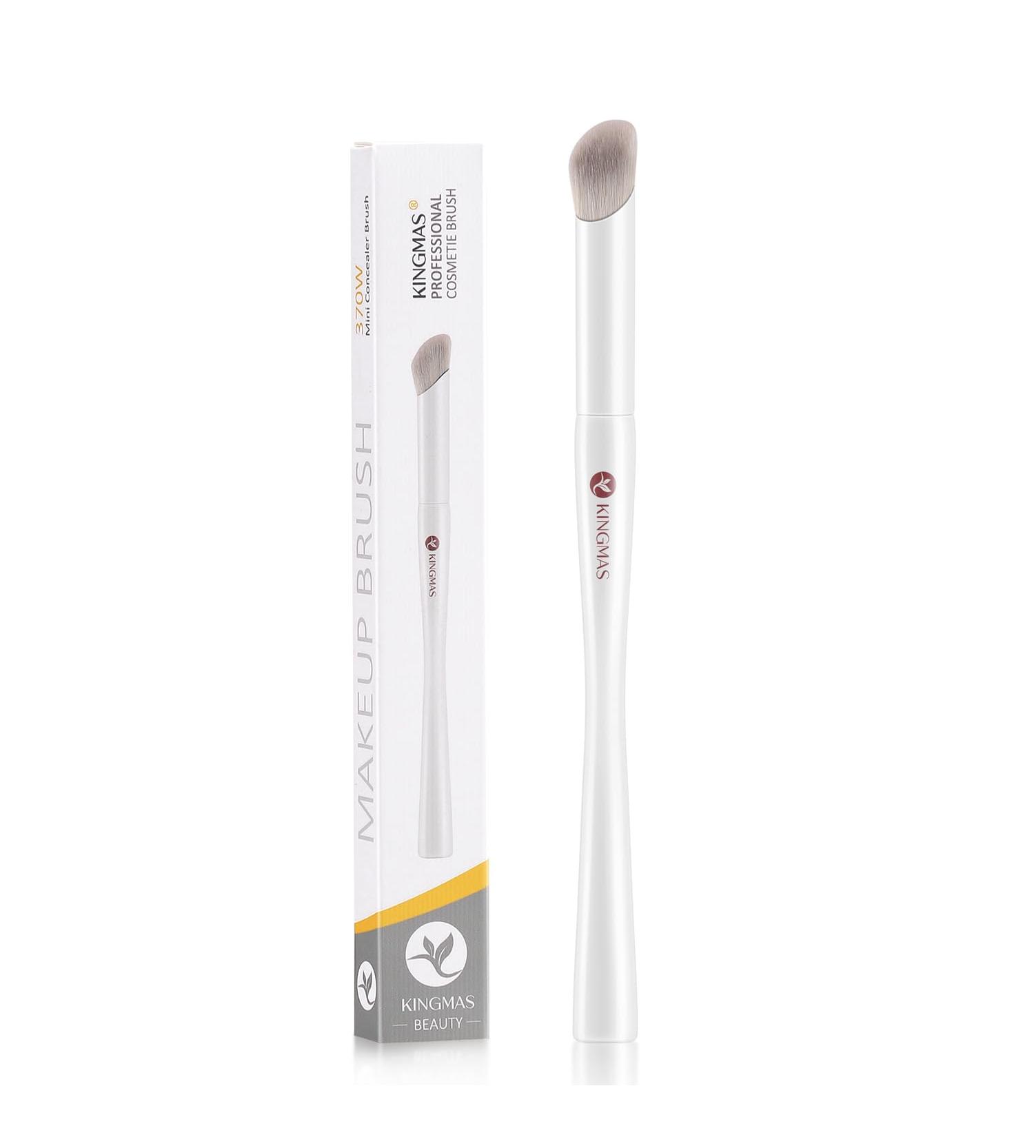 KINGMAS Angled Mini Concealer Brush | Kabuki Makeup Brush for Under Eye Contour Liquid Cream Powder | White Blending & Buffing Tool - Buy Online on GoSupps.com