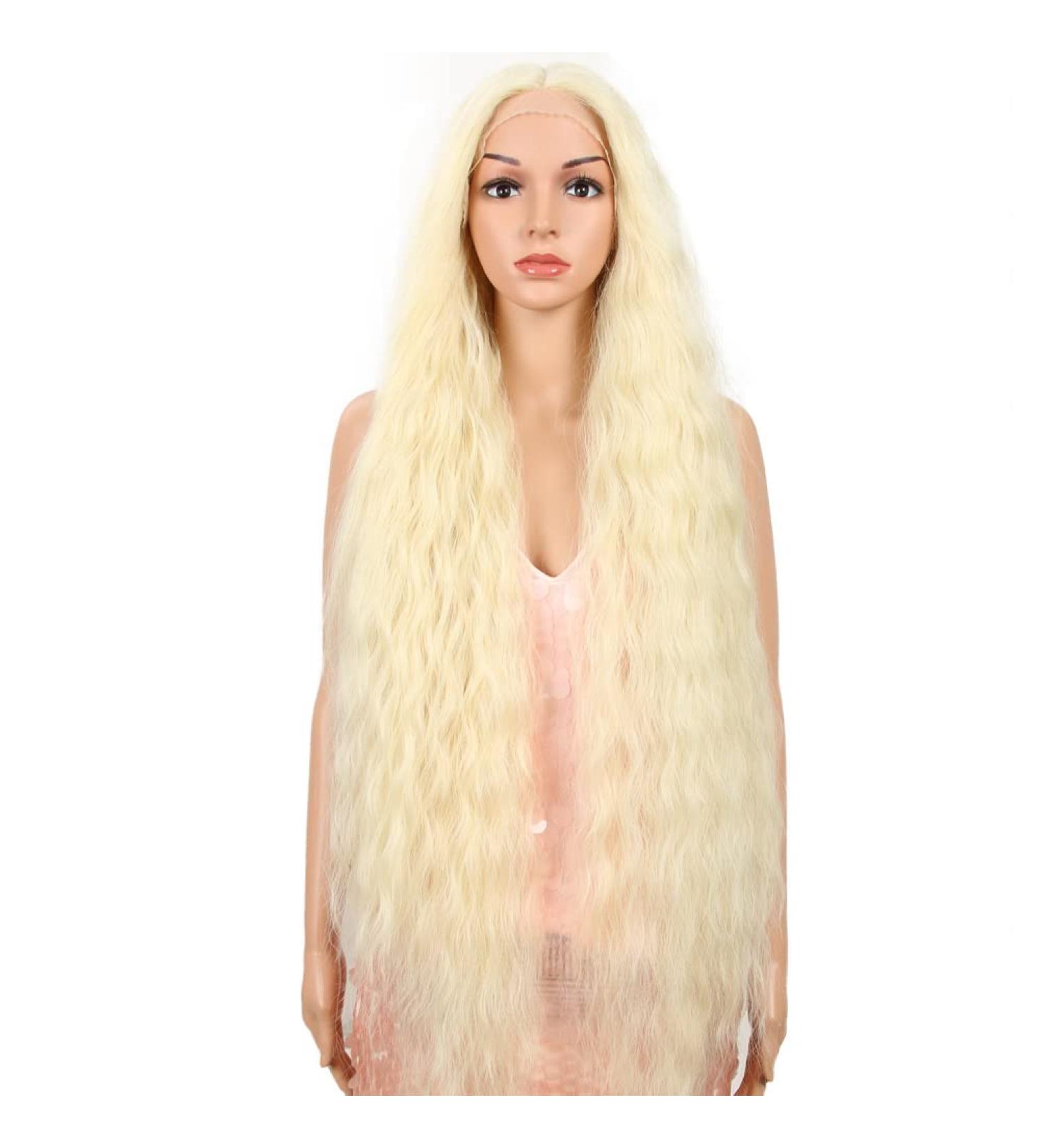 Buy 41-Inch Lace Front Wig - Super Long Curly Synthetic Wig with Baby Hair | 150% Density (613 Color) - Buy Online on GoSupps.com