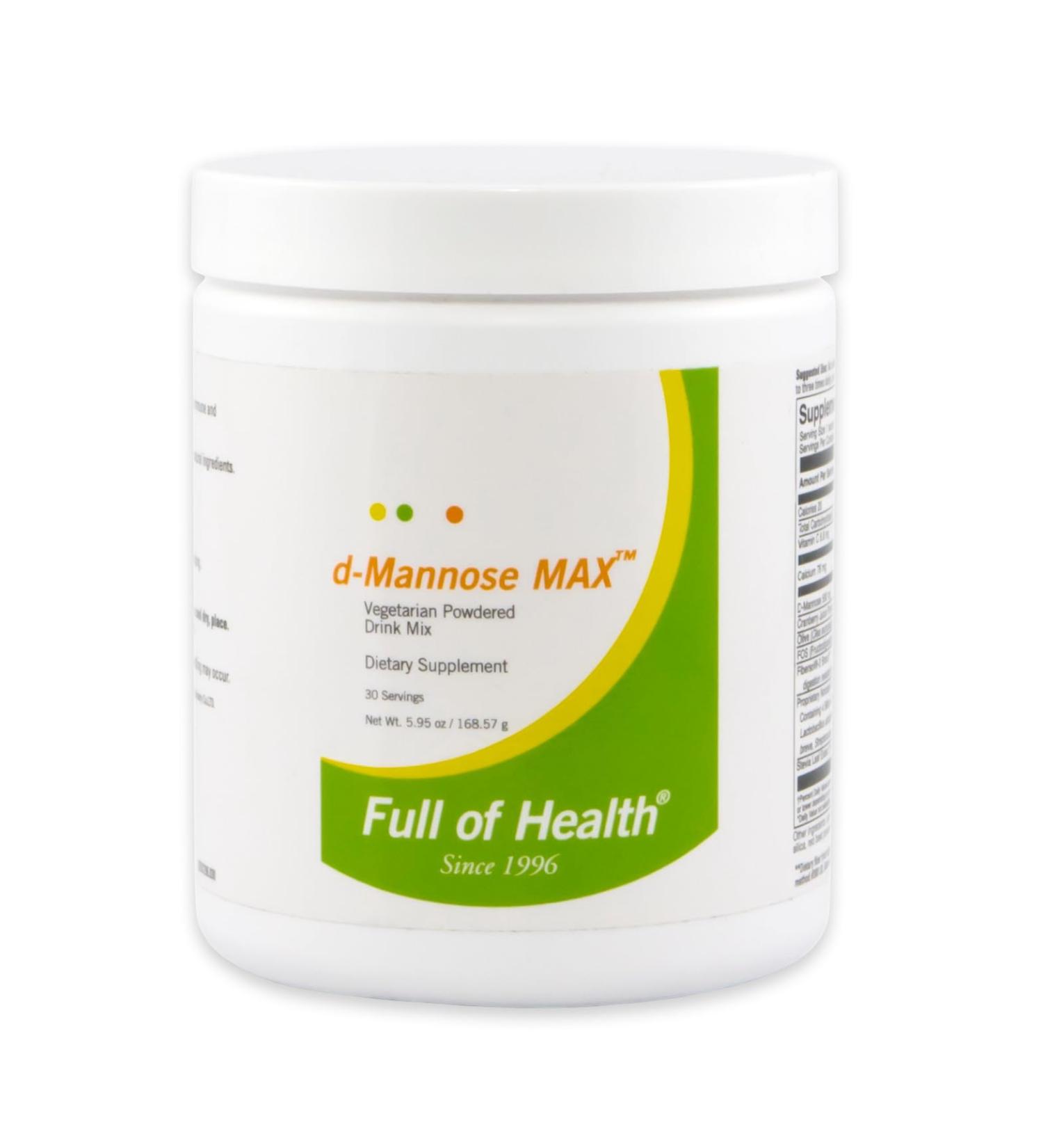 Full of Health d-Mannose MAX 30 Servings Vegetarian Powdered Drink Mix | Complex Urinary Bladder Support | Dietary Supplement | Quality Non-GMO Ingredients - Buy Online on GoSupps.com
