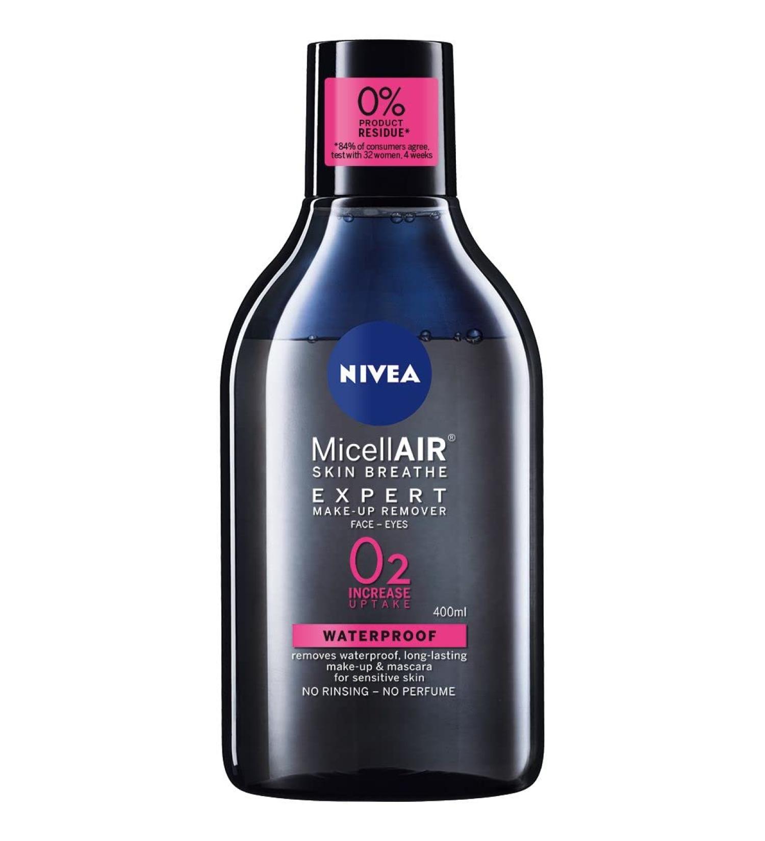 NIVEA Micellar Water 400 ml Waterproof Nivea MicellAIR 3-in-1 Formula That Effectively Removes Makeup Cleanses and Moisturises Skin Without Rubbing Using Micelles to Attract Oil Dirt and Makeup - Buy Online on GoSupps.com