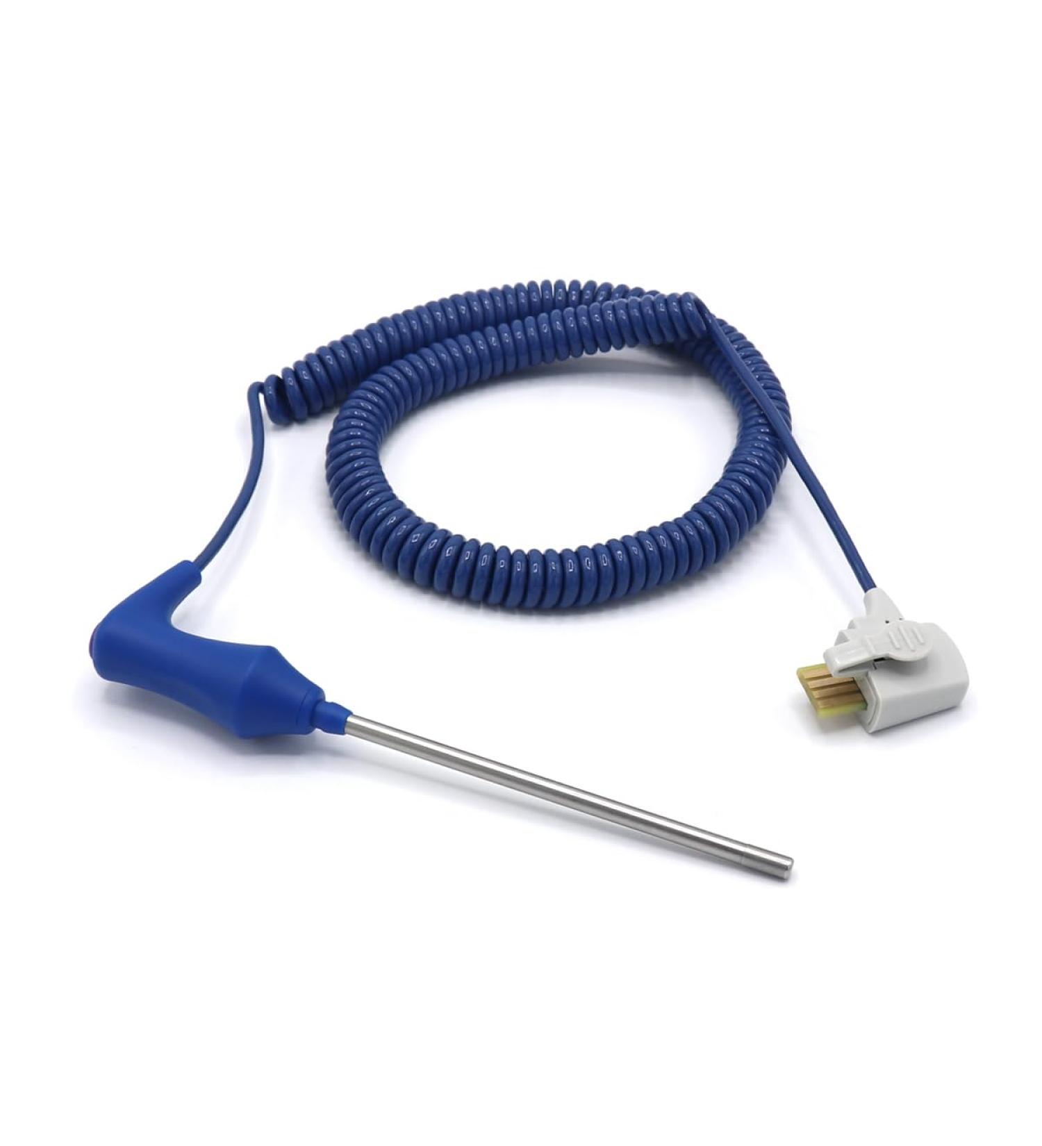 Compatible Mindray VS800 Oral Temperature Probe | 2 FT Reusable Spring Sensor with 4 Pins Connector - International Shipping Available - Buy Online on GoSupps.com