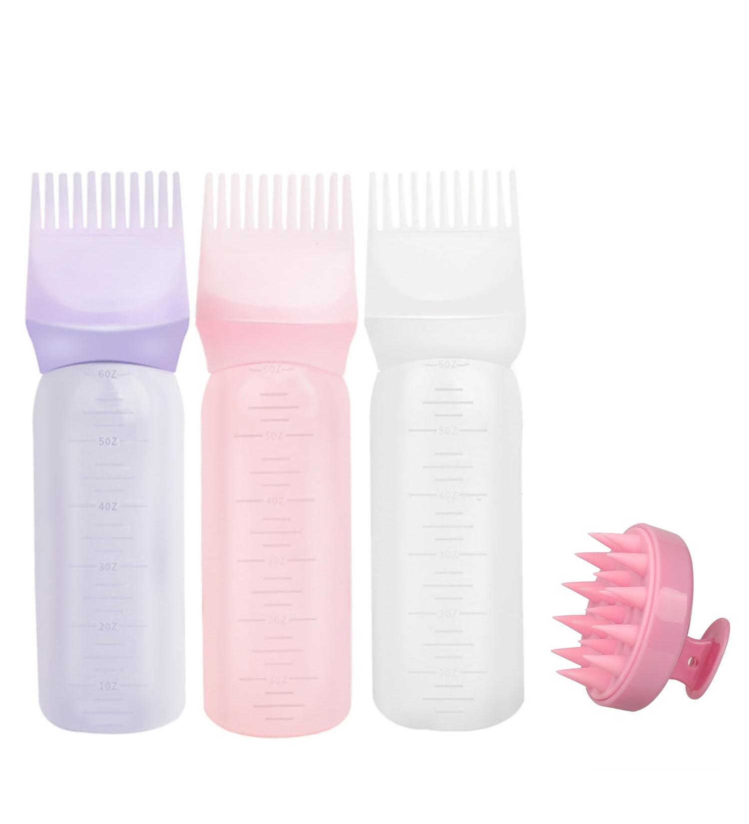 Lot de 3 flacons applicateurs de peigne de racine avec 1 brosse de massage du cuir chevelu flacon applicateur d'huile capillaire peigne de massage flacon de pinceau de coloration des cheveux - Buy Online on GoSupps.com