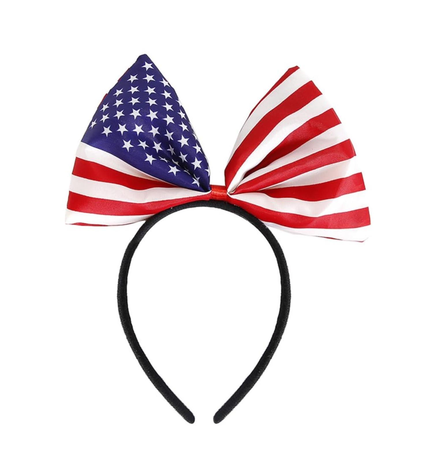 hgnxa 4th July Hair Hoop Headwear for Independence Day Headband American Flags Head Boppers American Theme Independence Day Flag Bow Style - Buy Online on GoSupps.com