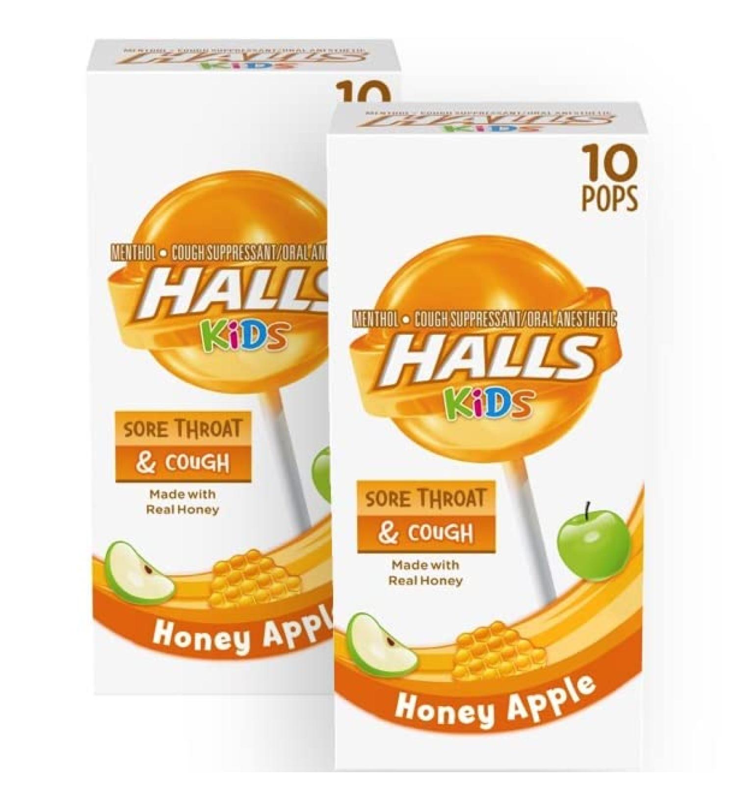 HALLS KIDS Sore Throat & Cough Pops - 10 Individually Wrapped Pops (2 Pack) - Buy Online on GoSupps.com