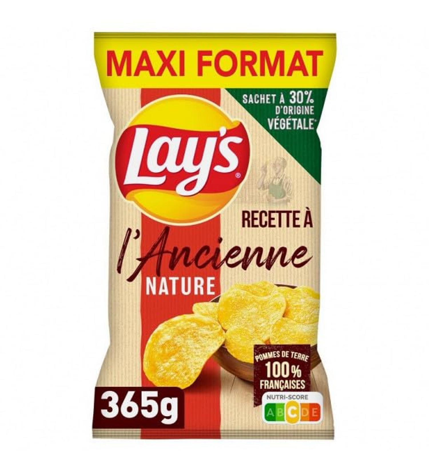 LAY'S | Chips Old-Fashioned Recipe Plain Maxi Format 365G | Pack of (4) | free delivery