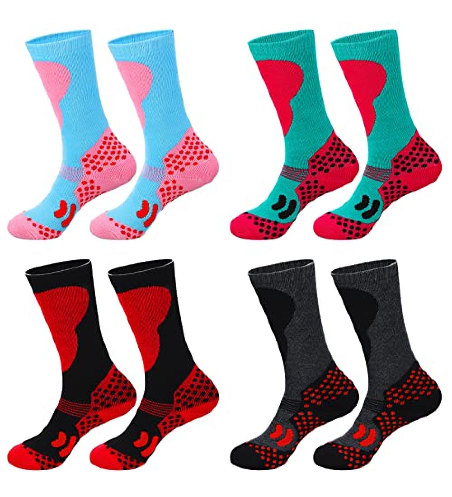 Kenning Kids Ski Socks - Winter Warm Long Knee Snow Socks for 7-12 Years Old Boys and Girls - Ideal for Snowboarding, Roller Skating, and Winter Activities - 4 Pairs, One Size - Buy Online on GoSupps.com