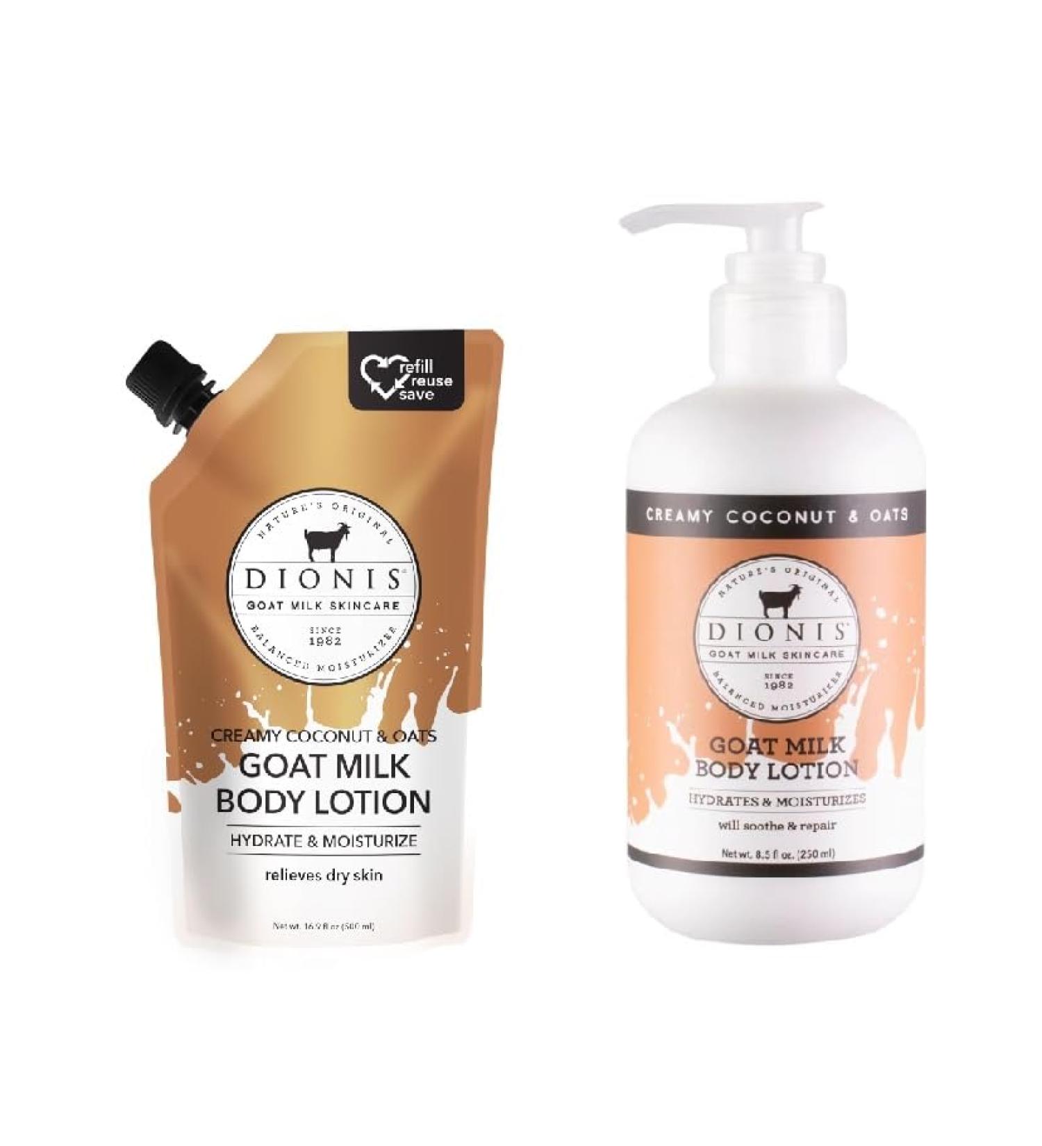 Dionis Creamy Coconut & Oats Goat Milk Body Lotion Refill Pouch & Skincare Scented Lotion Creamy Coconut & Oats 8.5 oz - Buy Online on GoSupps.com