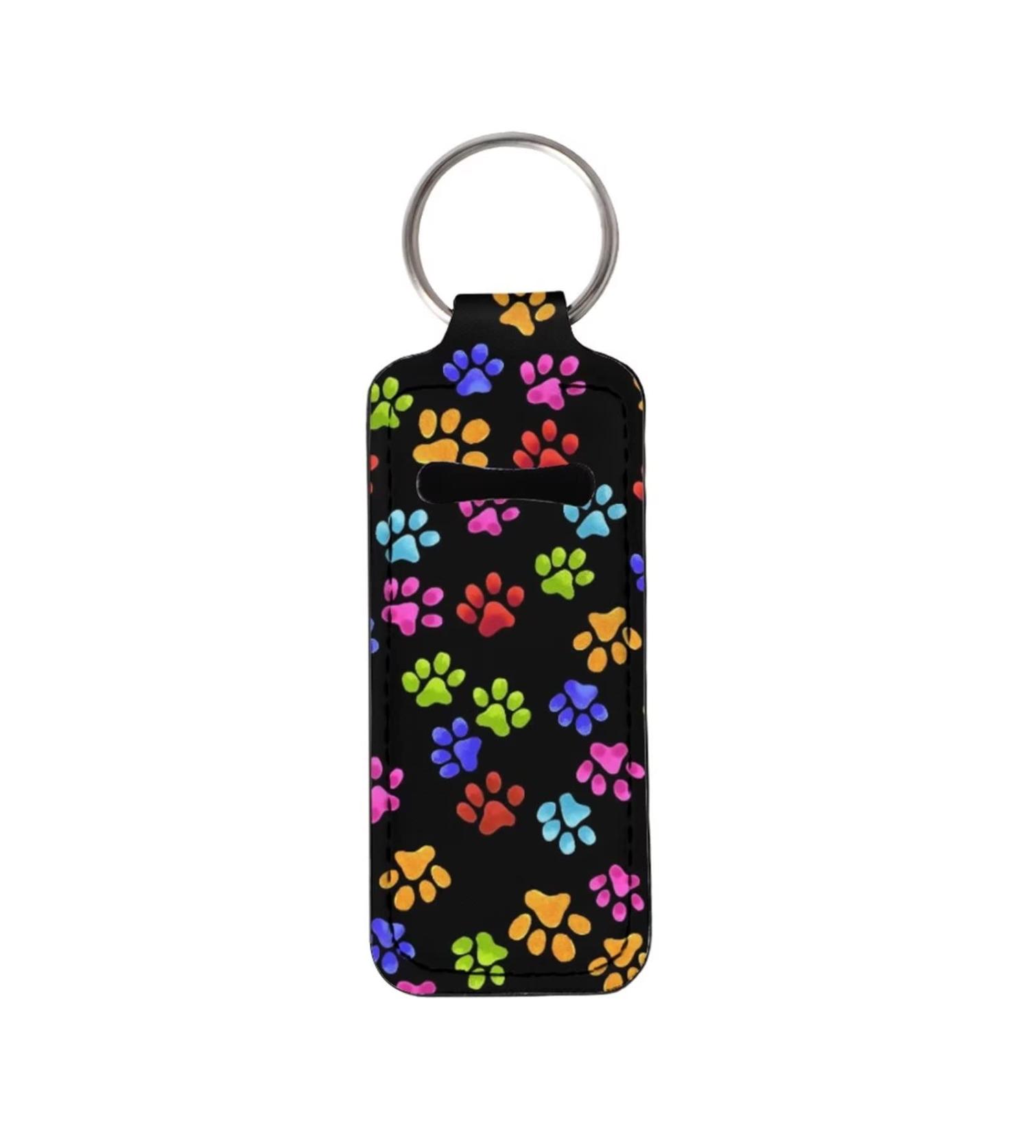 COEQINE Colorful Paws Pattern Chapstick Holder Keychain for Women - Lightweight Lip Balm Sleeve Pouch - Buy Online on GoSupps.com