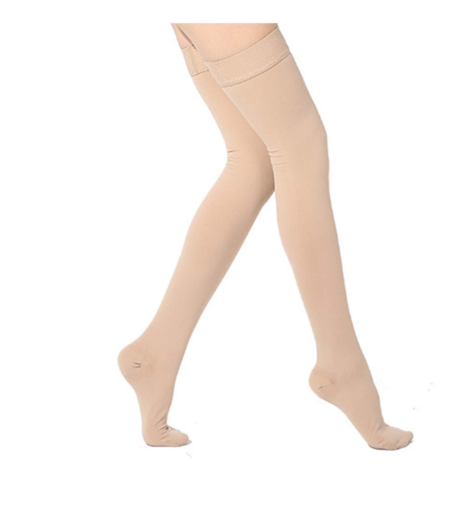 DERCLIVE Compression Stockings for Thighs - 23-32 mmHg Silicone Dotted Socks for Improved Blood Circulation | Nude Size L - Shop Internationally - Buy Online on GoSupps.com