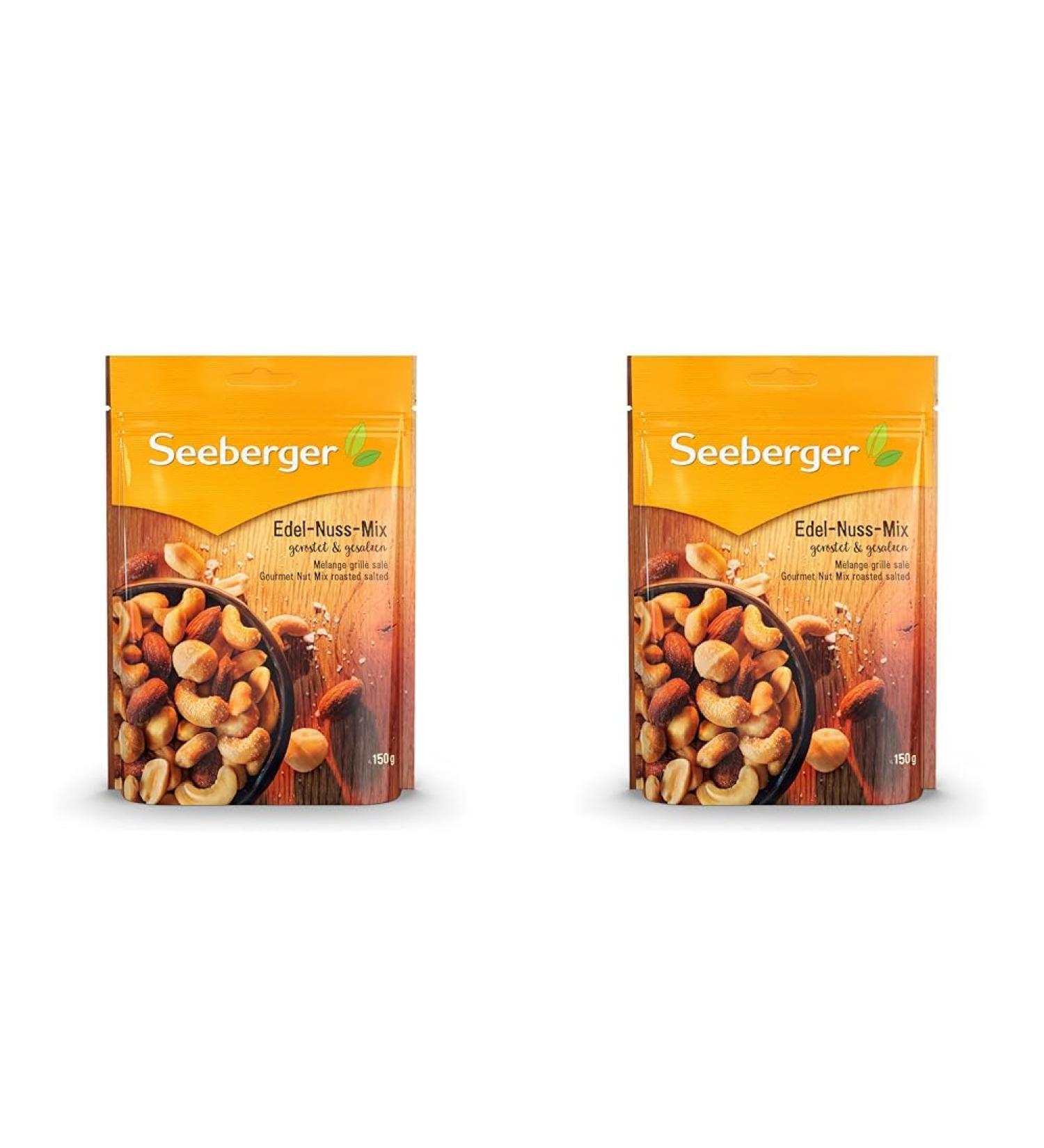 Seeberger Edel-Nuss-Mix | Vegan Roasted & Salted Nut-Kern Mix - Peanuts Almonds Cashews & Macadamias (150g 2 Pack) - International Shipping Available - Buy Online on GoSupps.com
