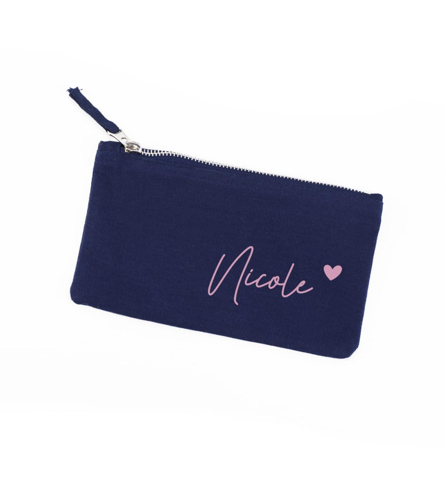 Herz & Heim Customizable Heart Cosmetic Bag - Perfect Gift for Women | Small Blue Cosmetic Case - Buy Online on GoSupps.com