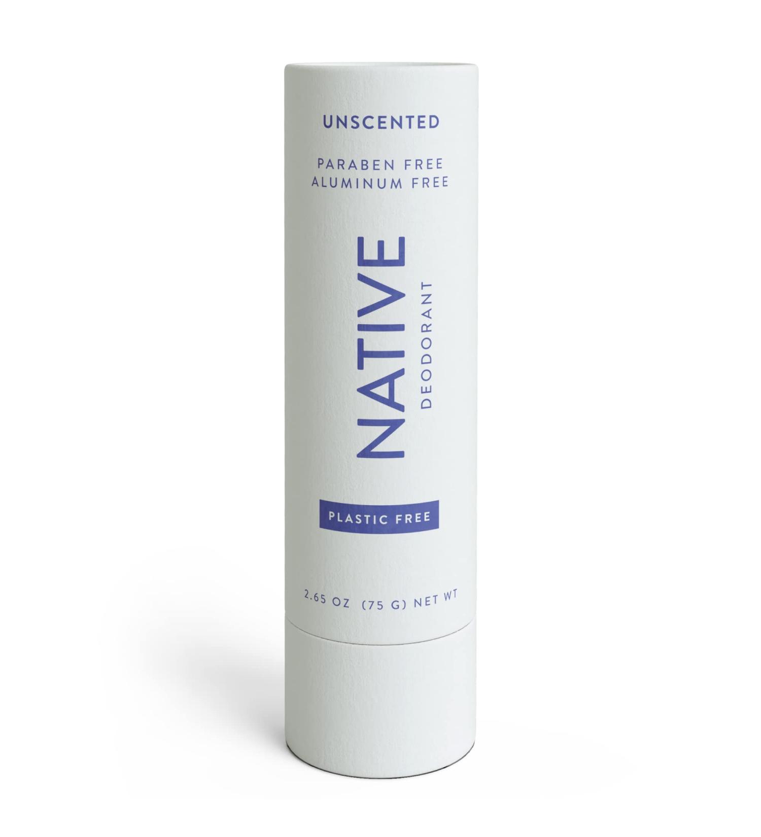 Native Plastic-Free Deodorant | Aluminum-Free Natural Deodorant with Baking Soda, Probiotics, Coconut Oil, and Shea Butter | Unscented for Women and Men - Buy Online on GoSupps.com
