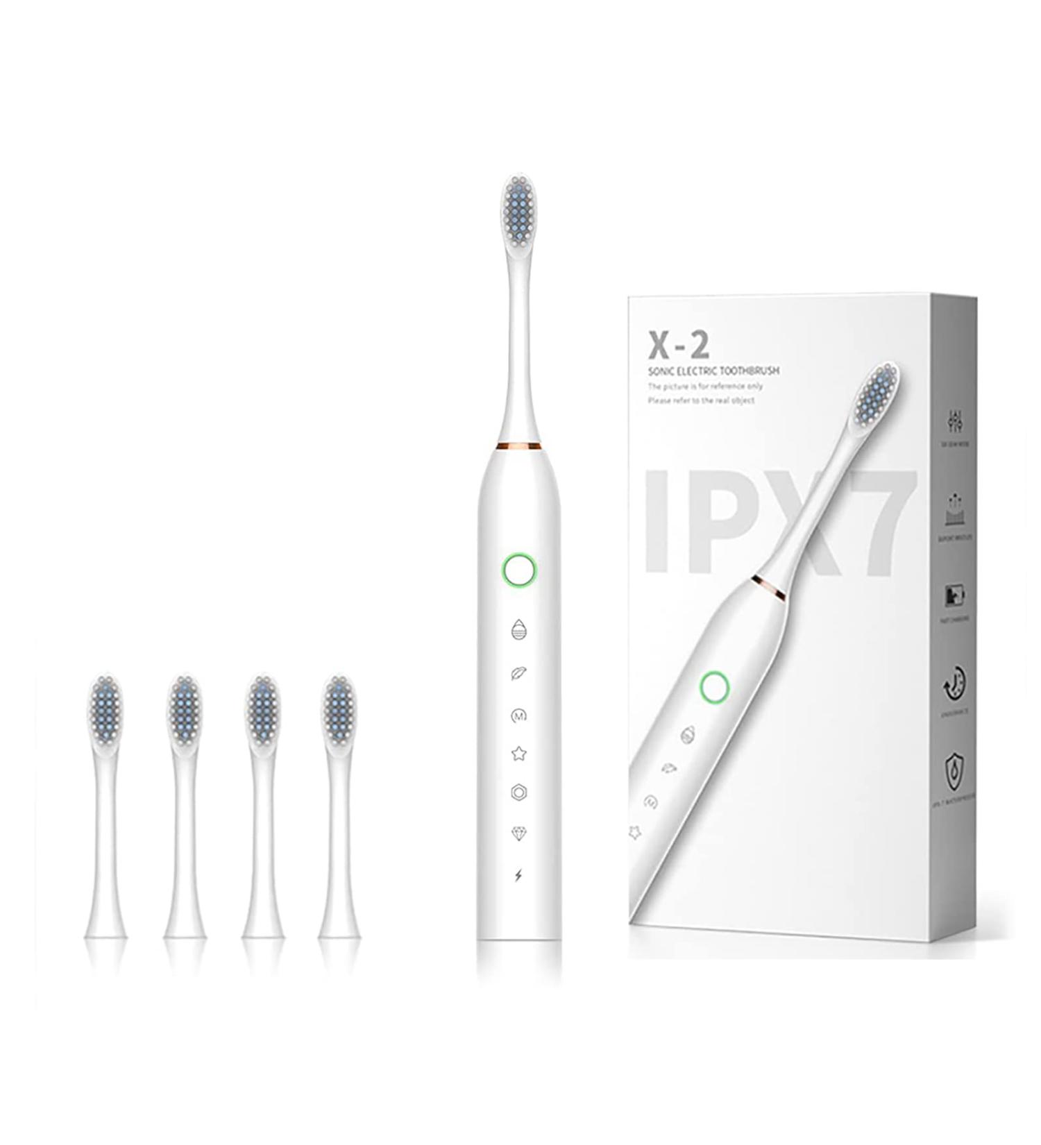 CocLux Sonic Electric Toothbrush for Adults and Kids - Rechargeable, 6 Modes, Whitening, Travel-Friendly - 4 Brush Heads Included - Buy Online on GoSupps.com