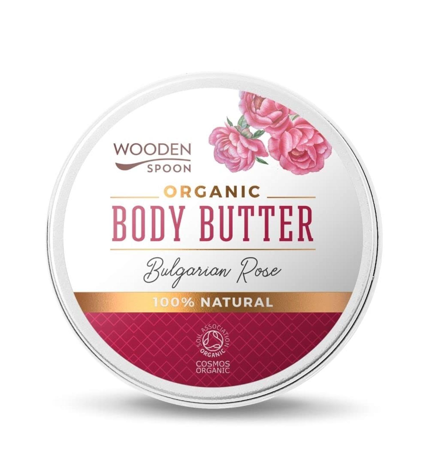 WOODENSPOON 100% natural body butter 100 ml - certificate SOIL ASSOCIATION ORGANIC (Bulgarian Rose)