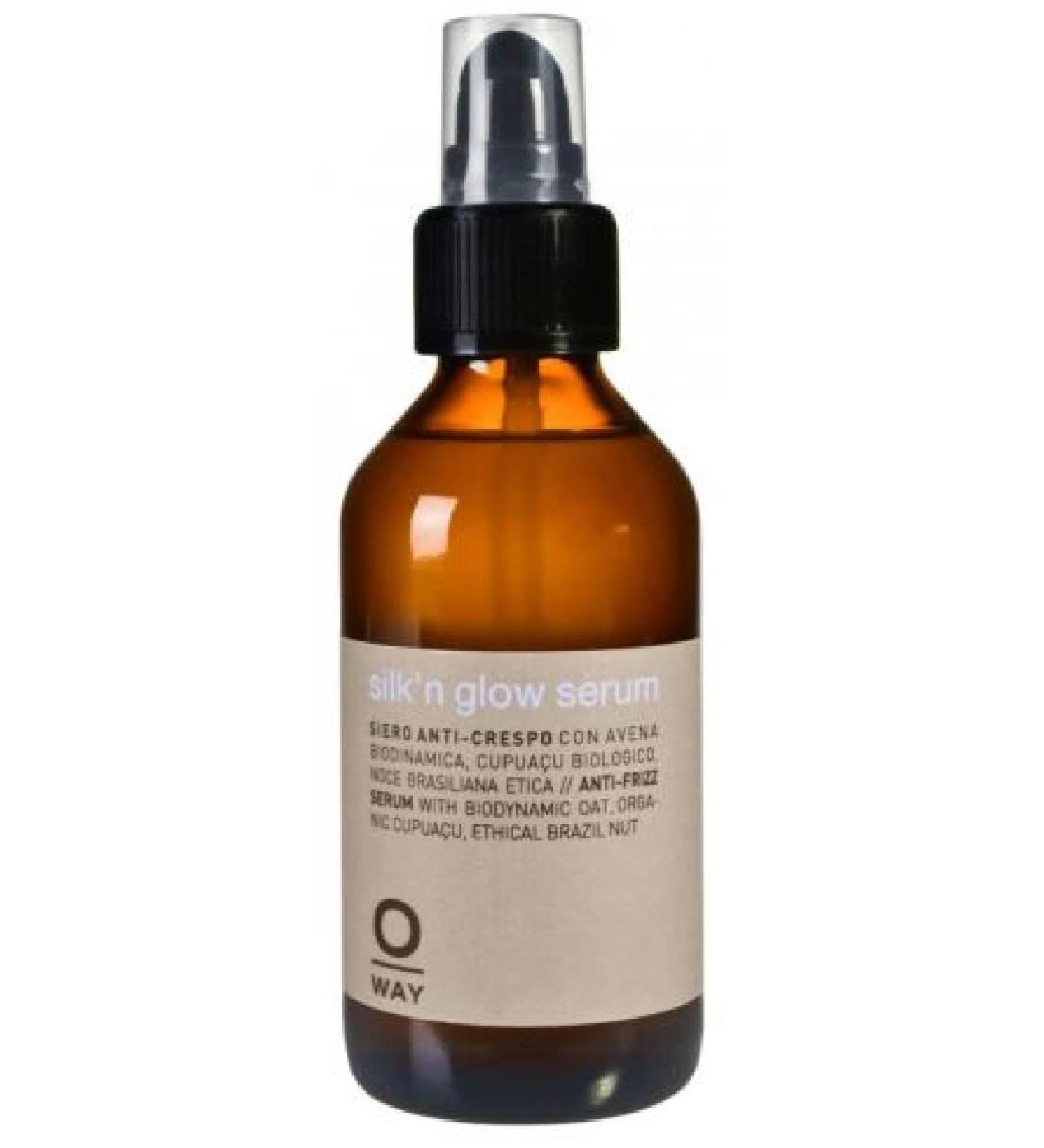 0way Silk and Glow Serum Made in Italy Biodynamic Ingredients Silk & Glow Hair Anti-Frizz Shine Oil (3.4 oz)