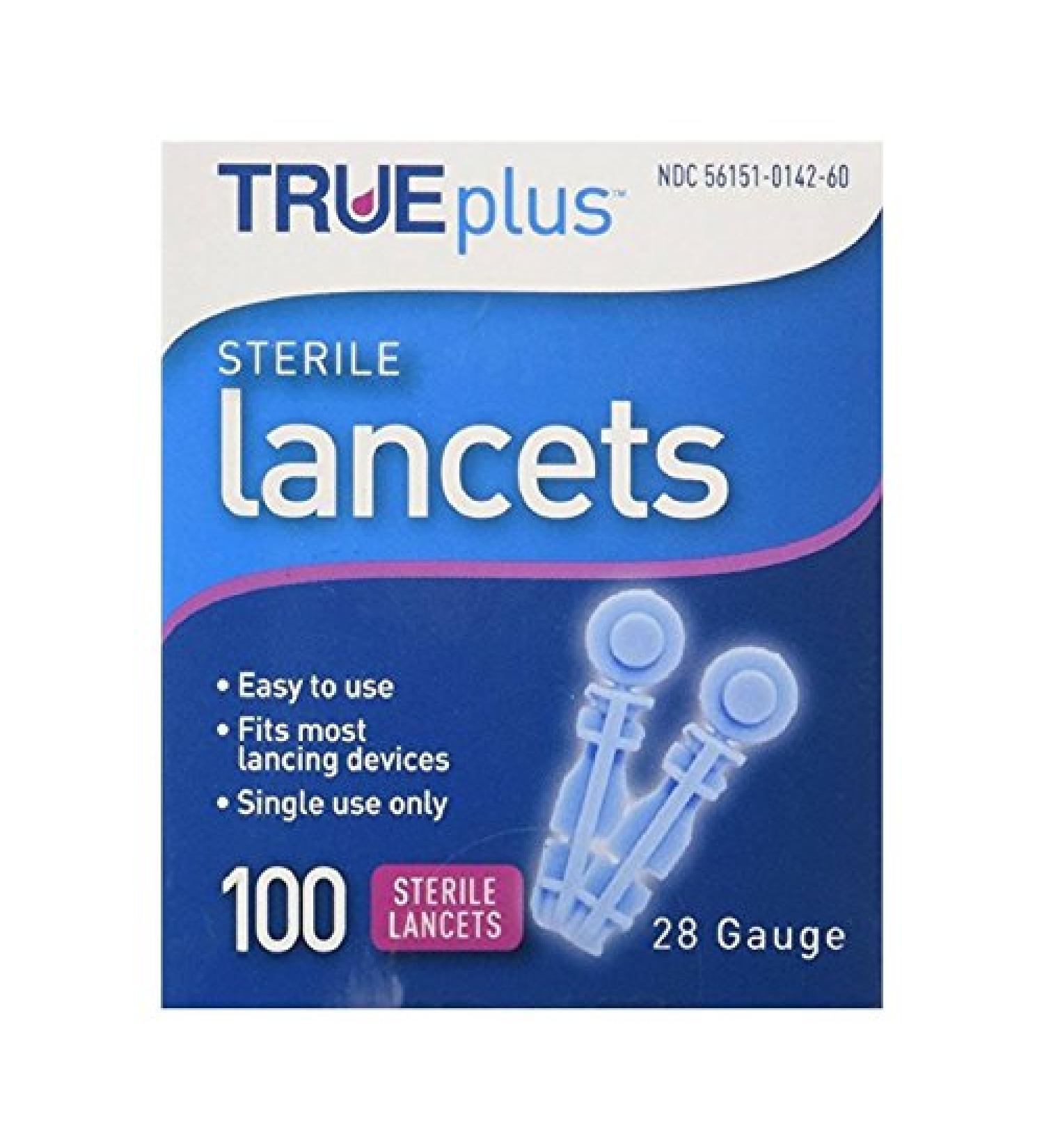 Trueplus Sterile Lancets  28 Gauge  100 Each