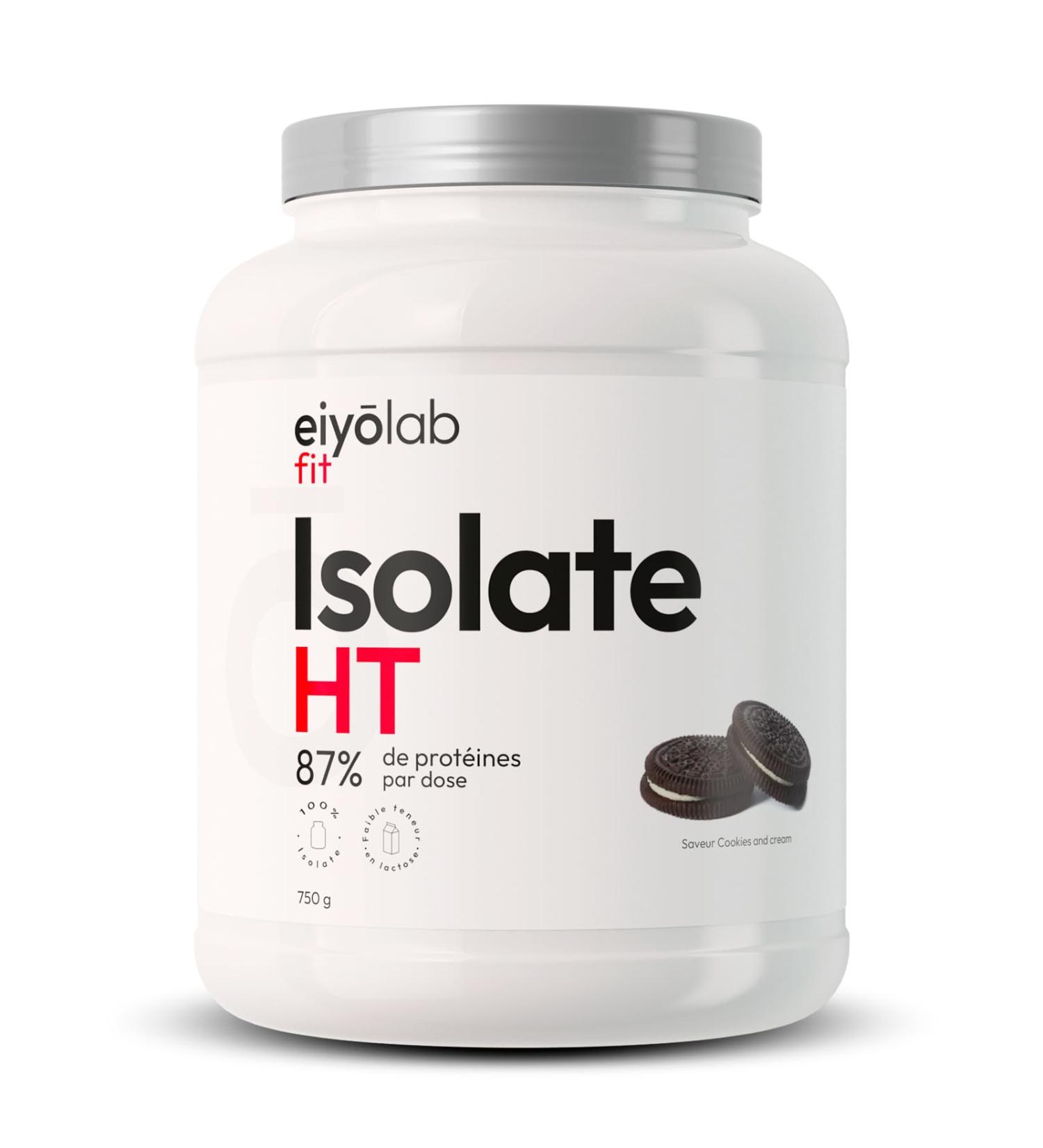 ISOLATE HT | Protein Isolate Powder | Up to 90% Rapid Bodybuilding Protein | Rich in BCAA and Glutamine | Smooth Texture Cookies Flavor | Low Lactose | 750G | Eiyolab - Buy Online on GoSupps.com