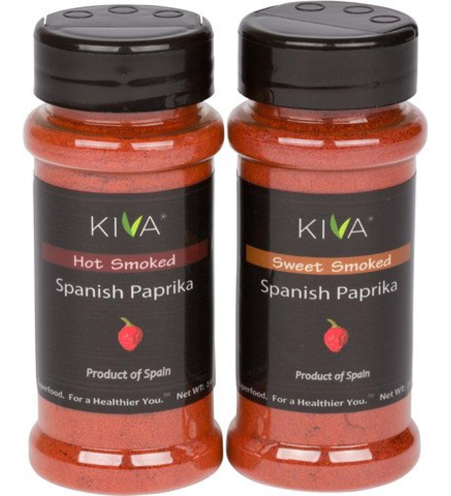 2 Pack Smoked Spanish Paprika by Kiva Gourmet - Hot + Sweet Flavors - 4 oz Total WT - La Vera Region of Spain - Buy Online on GoSupps.com