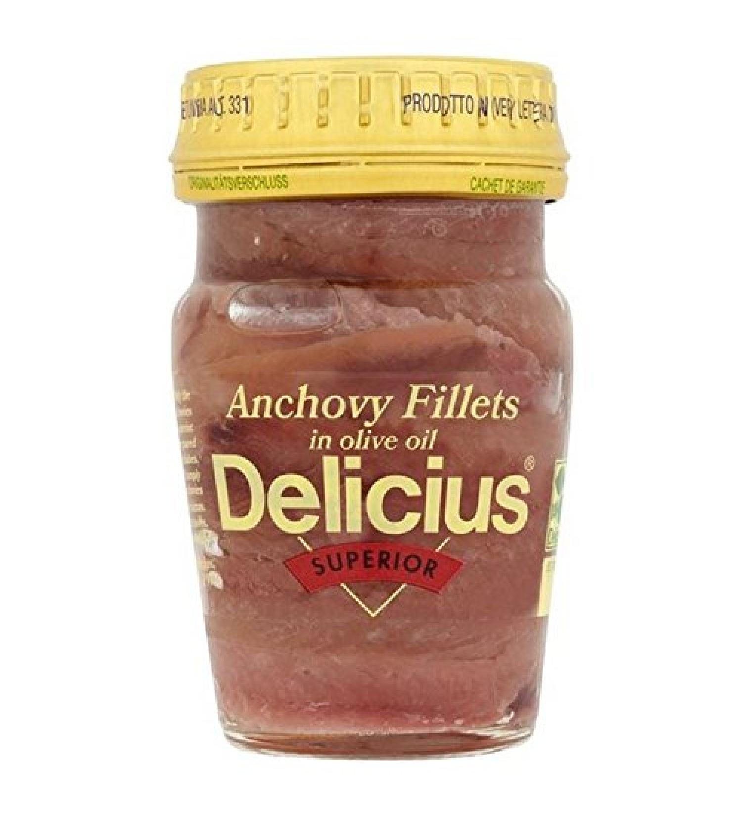 Delicius Anchovy Fillets in Olive Oil 80g (Pack of 6)