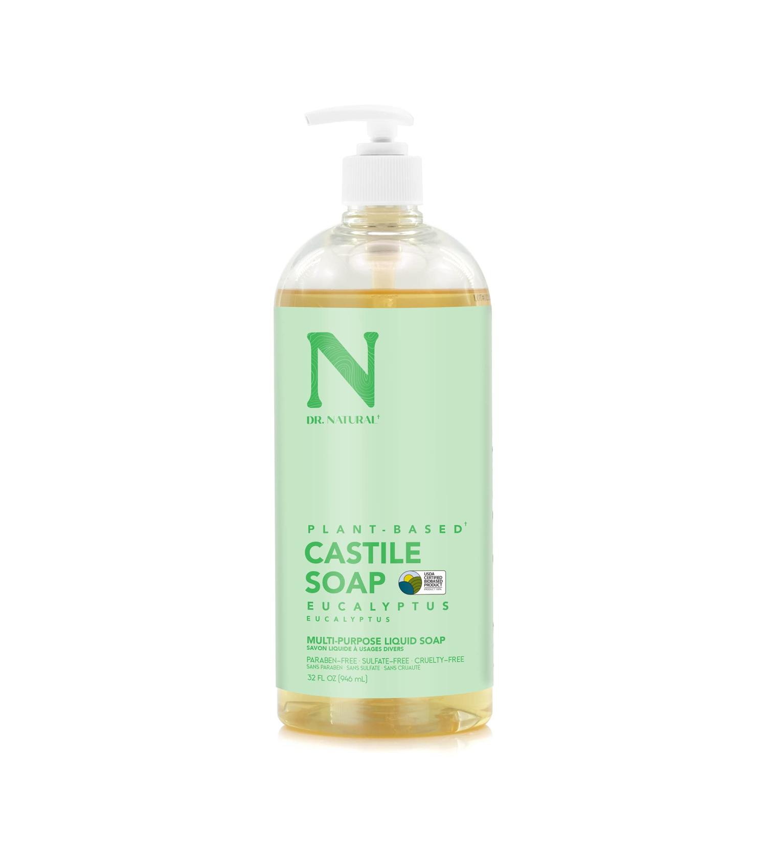 Dr. Natural Pure Castile Liquid Soap - Eucalyptus 32oz | Refreshing Eucalyptus Scent - Buy Online on GoSupps.com