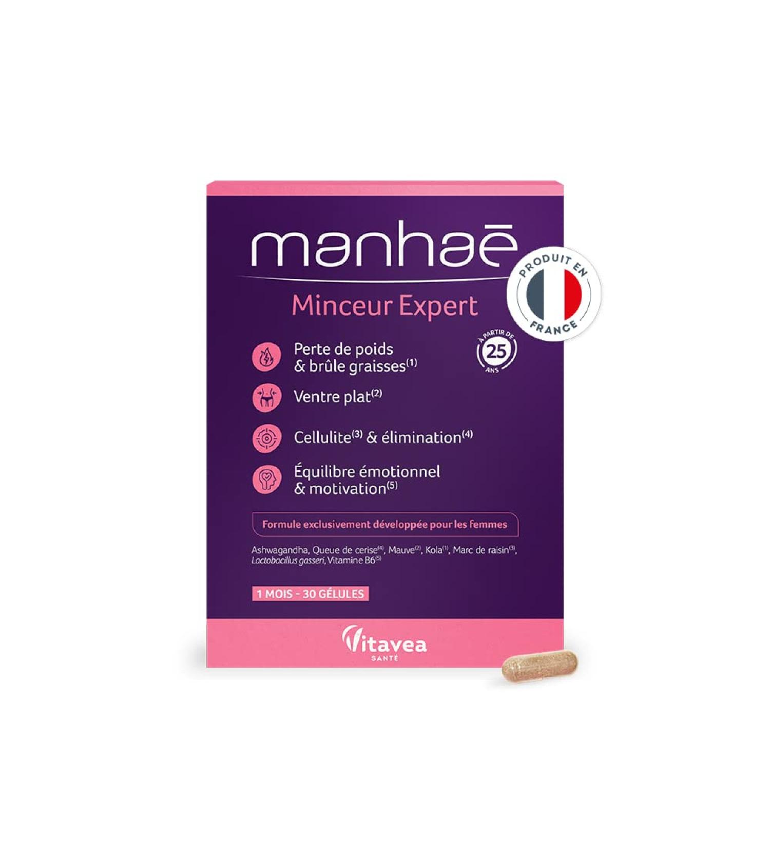 Manha - Expert Slimming Supplement - Weight Loss Fat Burn Flat Stomach Elimination Cellulite - Lactobacillus Gasseri Cherry Tail - 1 Month Program - 30 Capsules - Buy Online on GoSupps.com