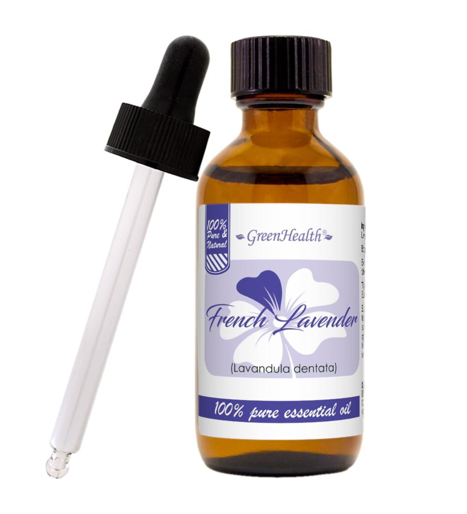 French Lavender 2 fl oz (59 ml) Glass Bottle w/Glass Dropper 100% Pure Essential Oil GreenHealth - Buy Online on GoSupps.com