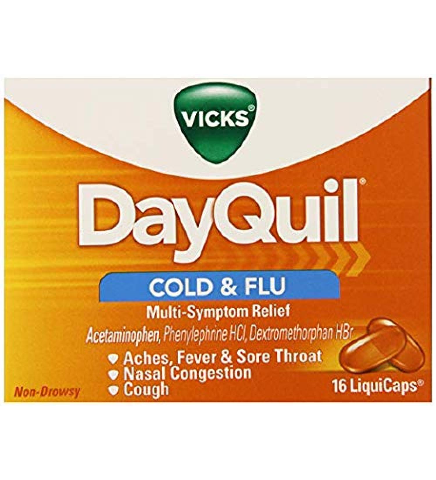 Vicks Dayquil Multisymptom Cold & Flu Relief Liquicaps Non-Drowsy 16 ct