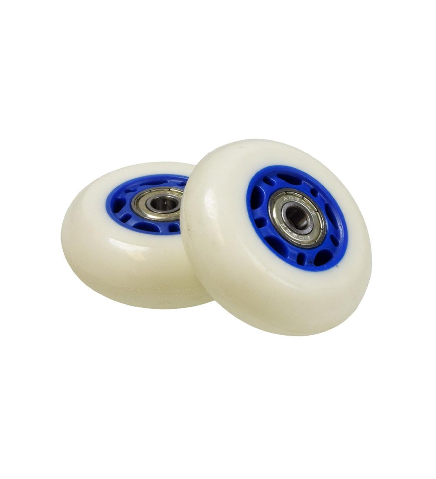 AlveyTech 68 mm Wheels with Bearings for Razor RipStik RipSter, RipStik RipSter DLX, & Sole Skate (Set of 2) White Wheel Blue Hub