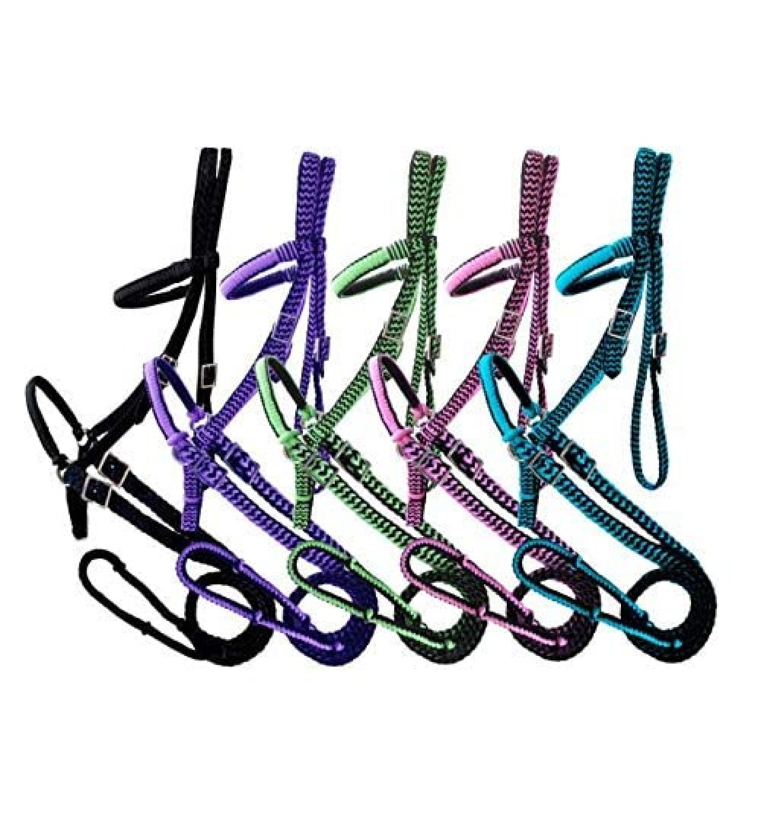 Braided Nylon Bitless Bridle w/Reins Teal