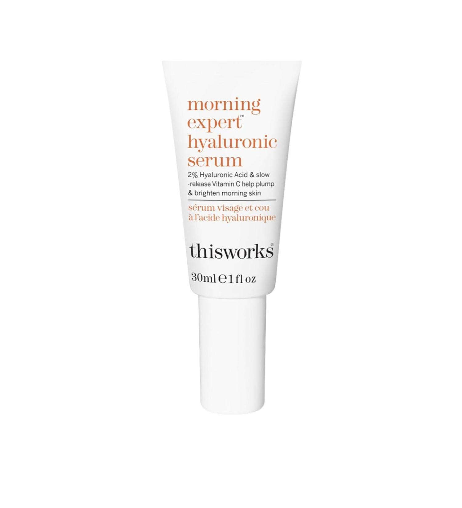 This Works Morning Expert Hyaluronic Serum 30 ml - Youth-Boosting Hyaluronic Acid Serum with Vitamin C and Persian Silk Tree Extract - Hydrating Serum with 2 Percent Hyaluronic Acid to Brighten Skin - Buy Online on GoSupps.com