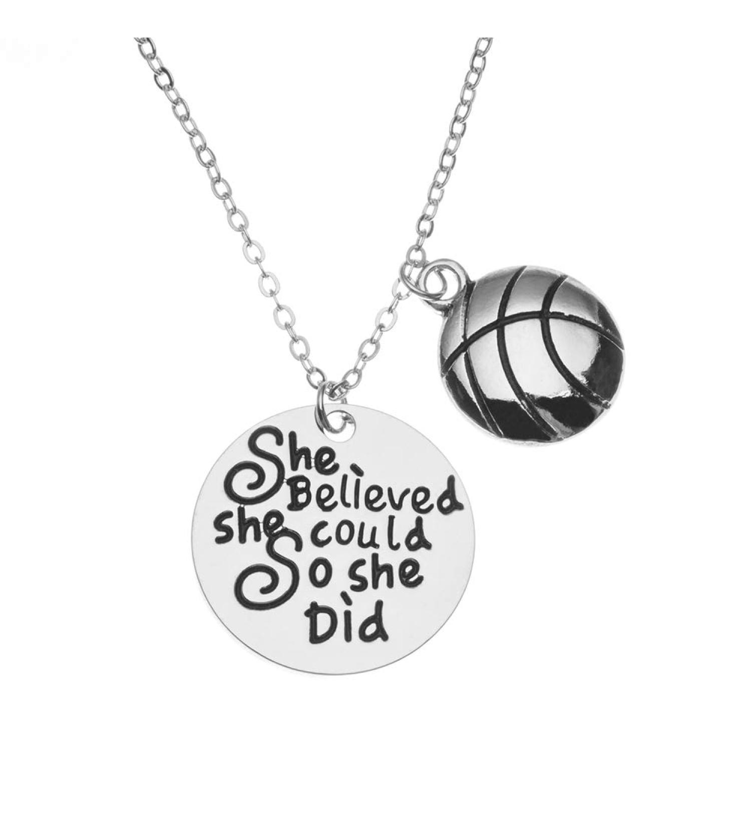 Sportybella Basketball Necklace - Empowering She Believed She Could Jewelry for Female Players - Buy Online on GoSupps.com