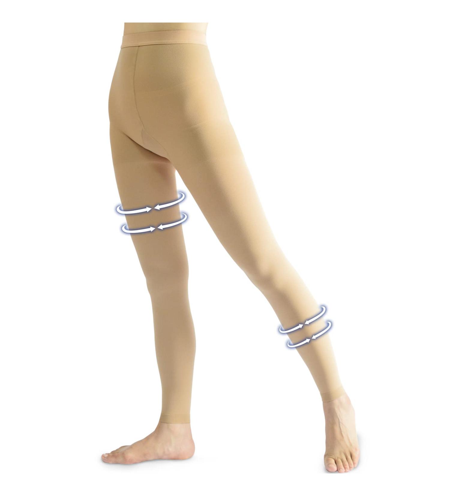 Beister Medical Compression Pantyhose 20-30mmHg for Women & Men - Opaque Footless Waist High Support Tights for Varicose Veins & Edema - Beige - Buy Online on GoSupps.com