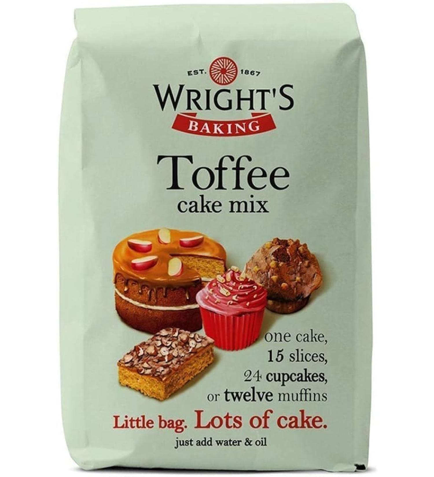 Wright's | Baking Toffee Cake Mix 4X500G (2Kg) | Toffee cake mix with real toffee pieces can be used to bake light & moist cakes slices muffins or cupcakes - Buy Online on GoSupps.com