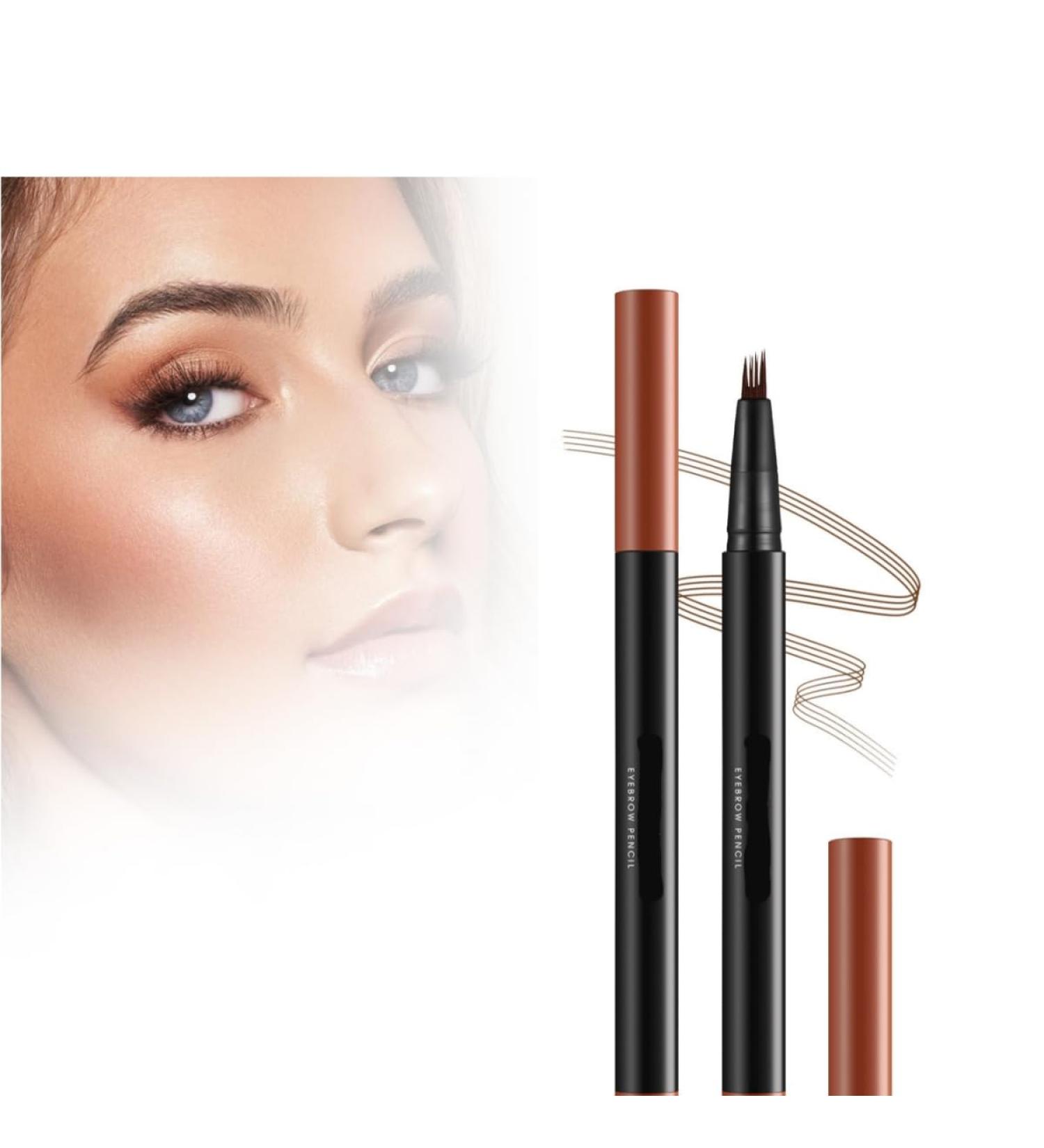 2024 New Magic 4-Tip Eyebrow Pencil Upgraded 3D Waterproof and Sweat-proof Microblading Eyebrow Pencil Contouring Pen Long-Lasting Eyebrow Brush (Dark Brown) - Buy Online on GoSupps.com
