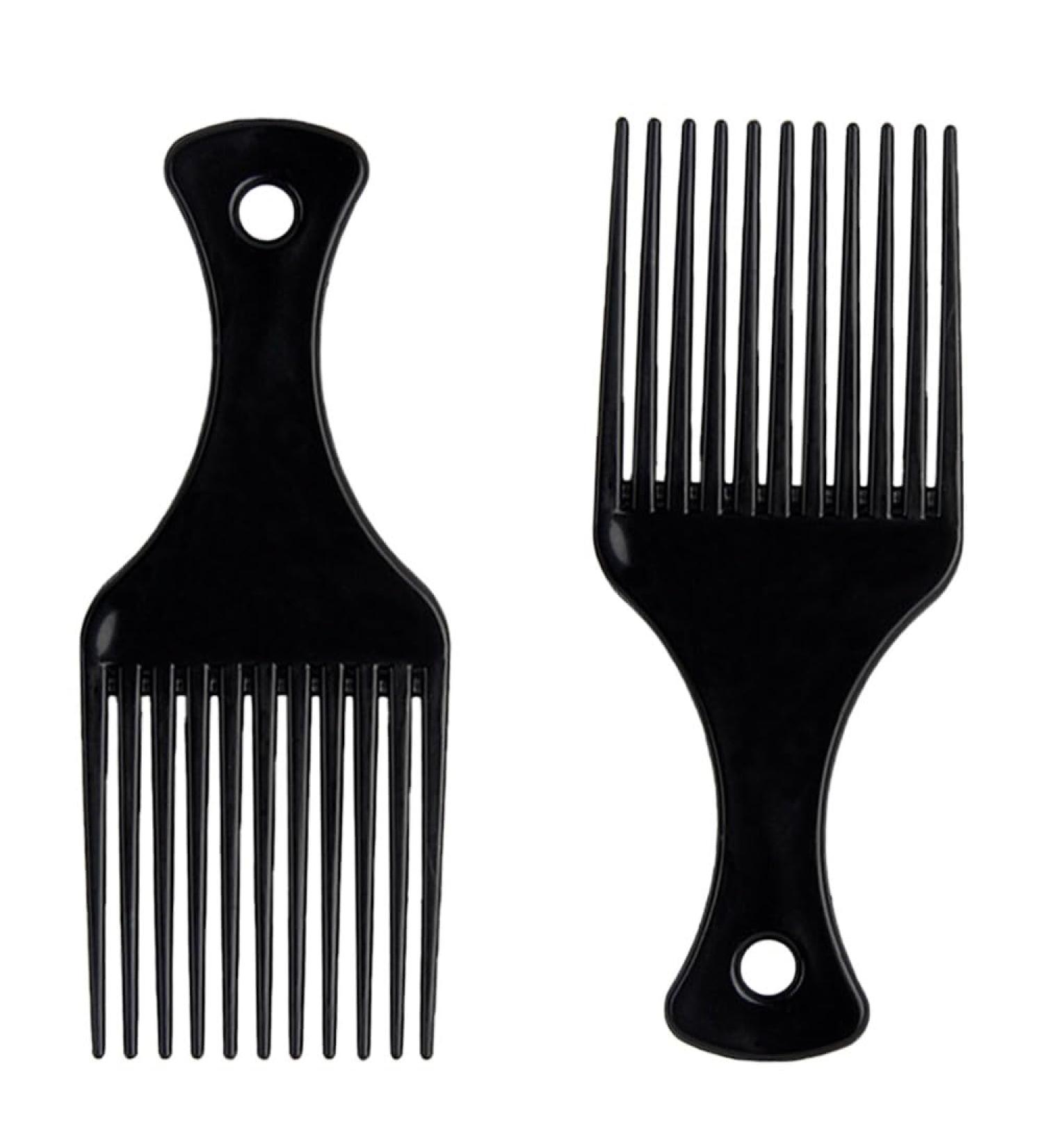 DAZISEN 2 Pcs Afro Hair Comb - Black Plastic Wide Tooth Smooth Afro Pick Comb Detangling Hair Comb for Curly Wavy Frizzy Hair for Men and Women Black *2 - Buy Online on GoSupps.com