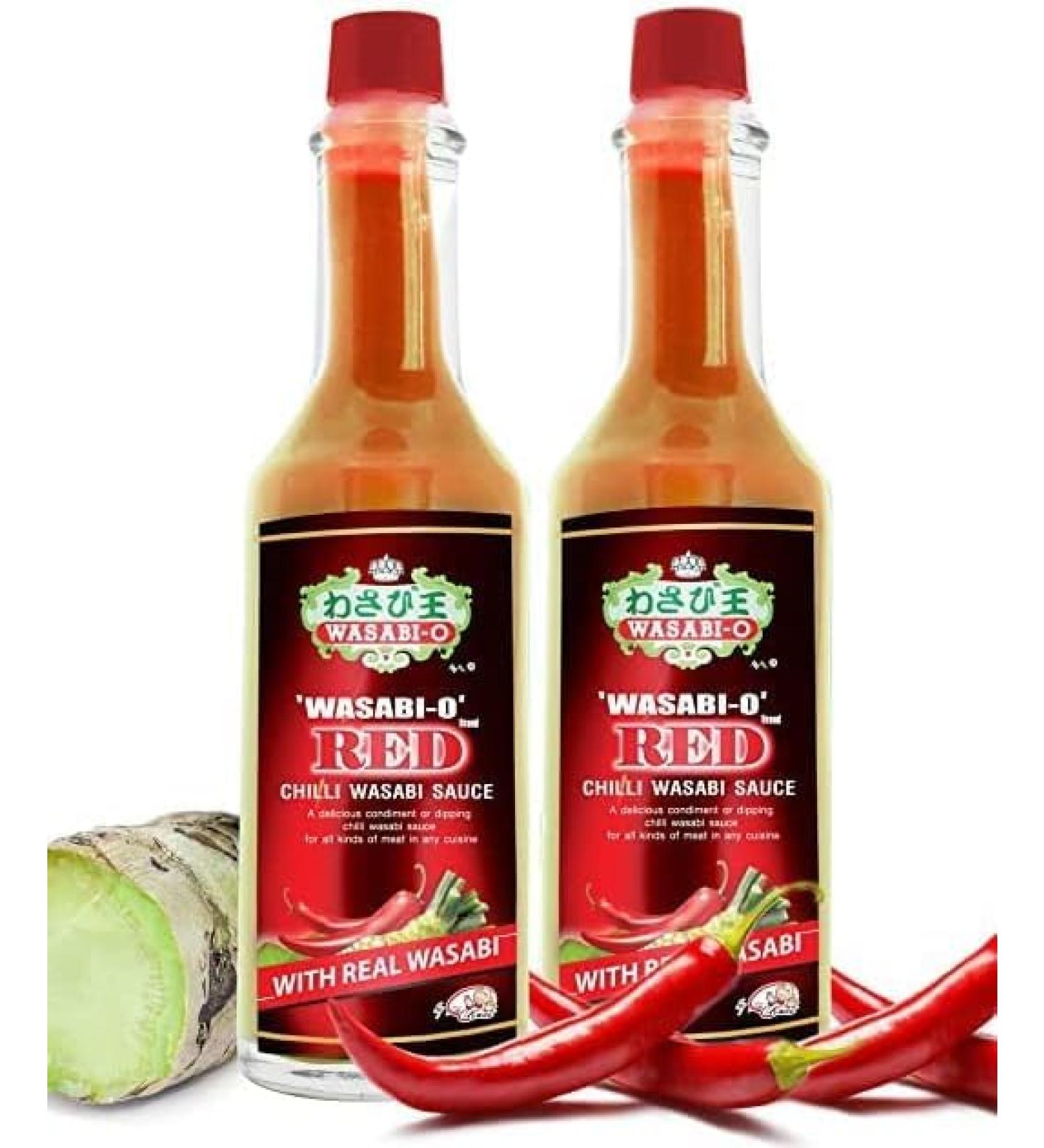 WASABI-O Wasabi Red Chili Hot & Spicy Sauce - Fresh Made Japanese Sauce With Pure & Real Wasabi Gluten Free & Vegan for Steak & Sushi 55g Bottle (Medium 2Pack) - Buy Online on GoSupps.com