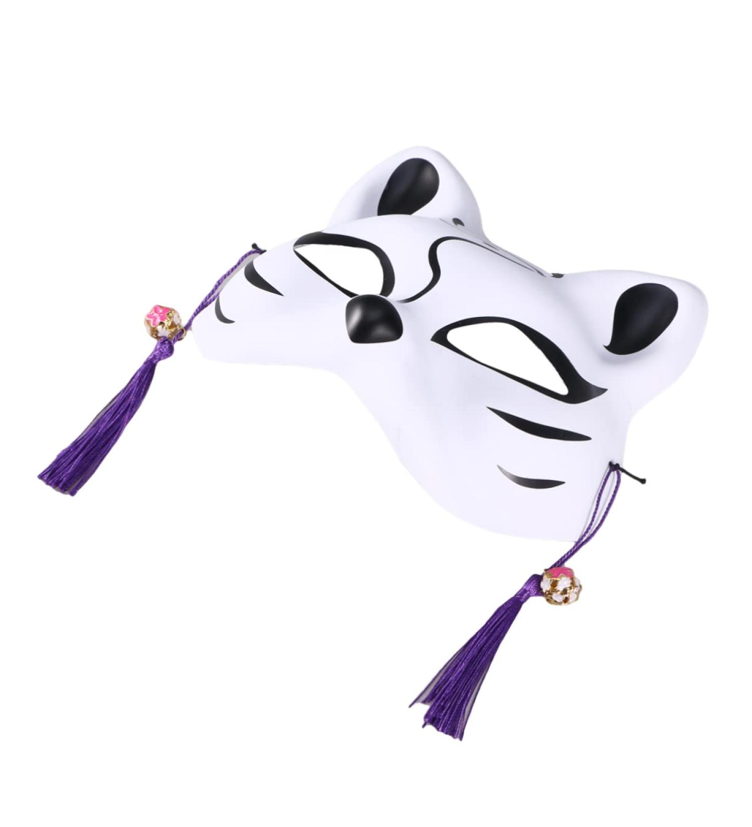Vintorky Japanese Animal Masks - Cat & Fox Half Face Cosplay for Carnival & Halloween Decorations - Buy Online on GoSupps.com