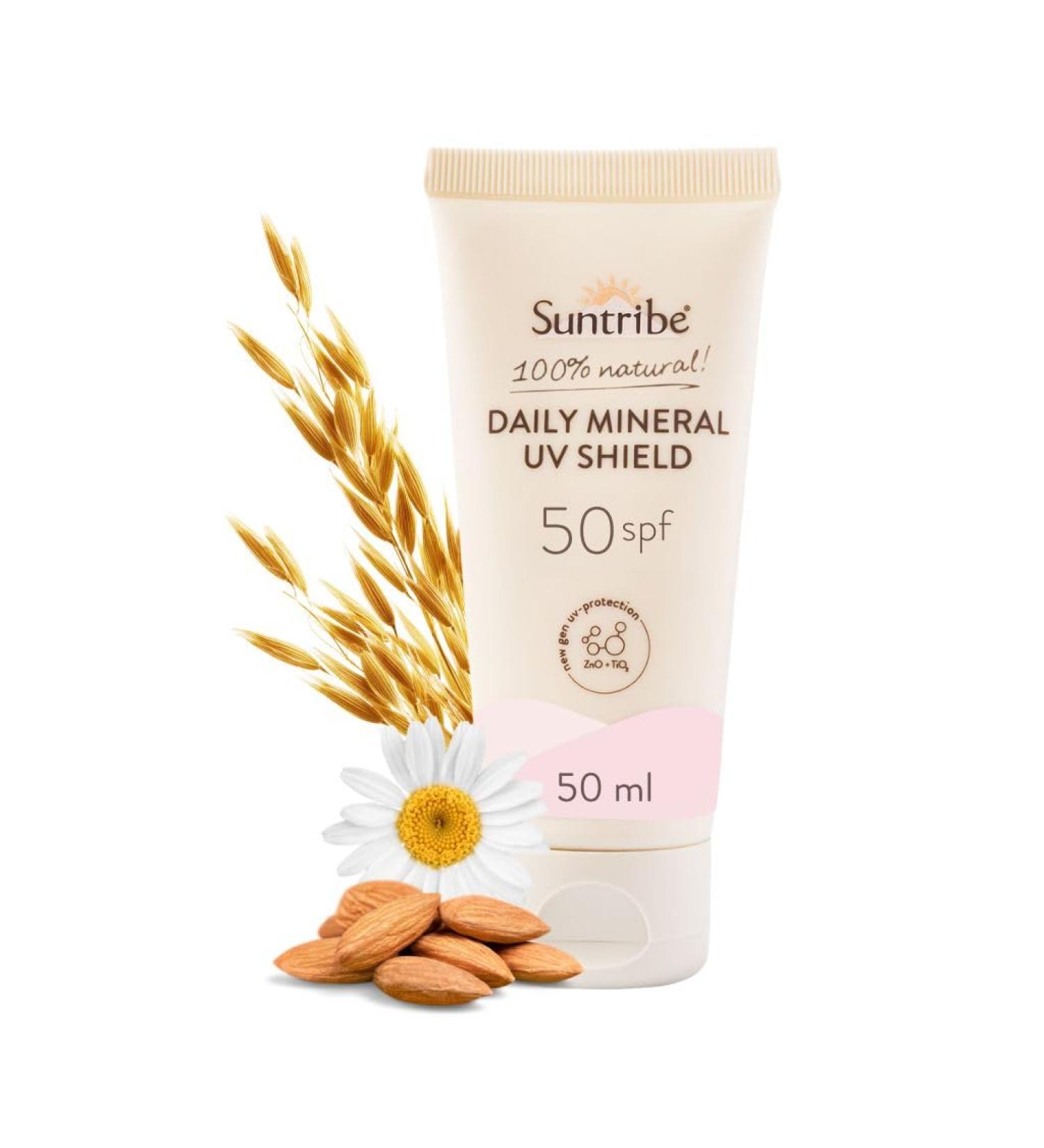 Suntribe Cr me solaire min rale bio pour le visage SPF 50/50 ml 100 % naturelle et anti-r cifs filtres UV min raux sans nano Dry Touch (non gras) nourrissante invisible sur les tons de peau - Buy Online on GoSupps.com