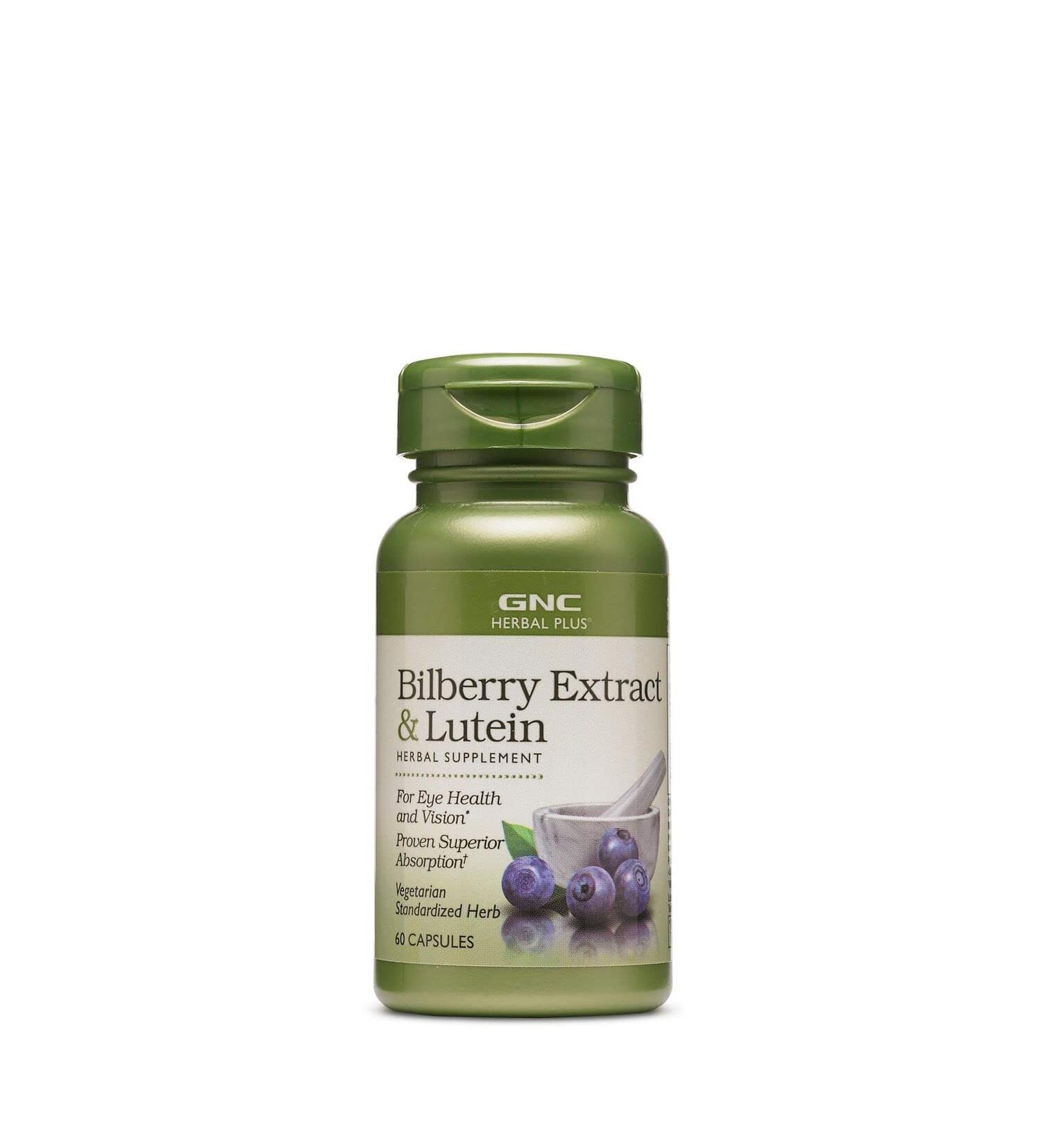 GNC Herbal Plus Bilberry Extract & Lutein 60 Capsules | Eye Health & Vision Support - Buy Online on GoSupps.com