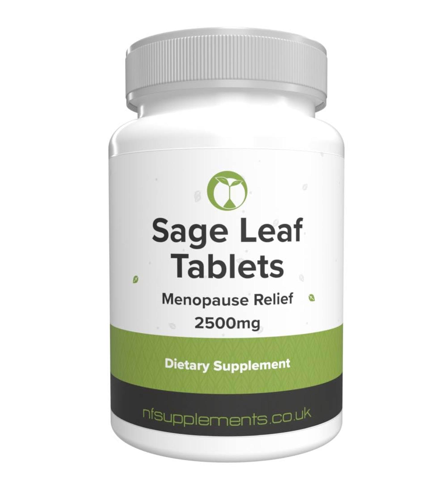 Sage Leaf Tablets for Menopause 2500mg - Supports Menopause & Perimenopause Symptoms | 120 Tablets Salvia Officinalis Vitamin Supplements - Buy Online on GoSupps.com