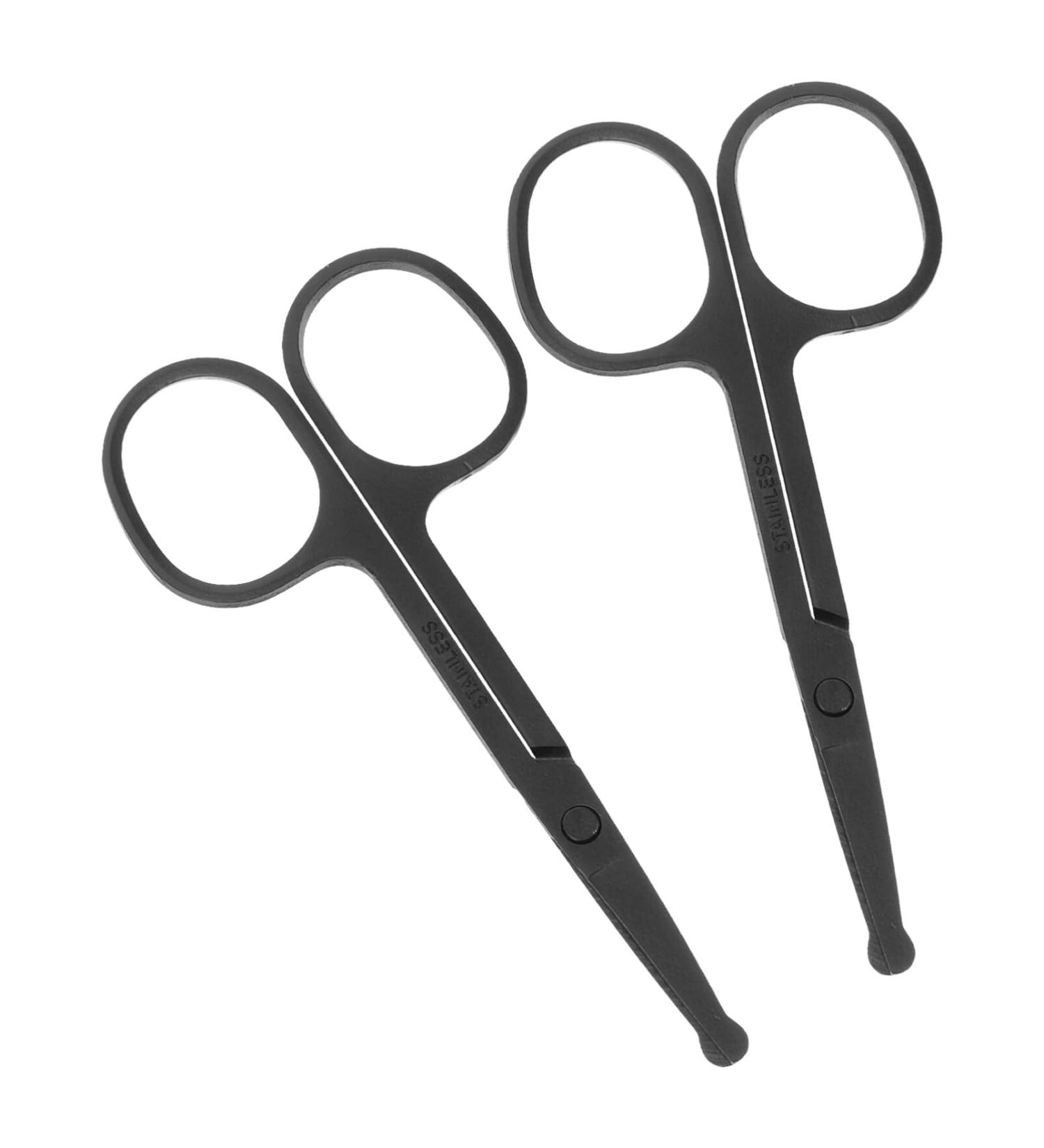 PATKAW Nose Hair Scissors 2 Pack - Stainless Steel Rounded & Blunt Tip Facial Hair Scissors for Eyebrow Nose & Beard Care - Buy Online on GoSupps.com