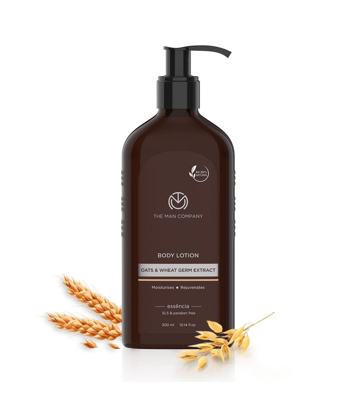 The Man Company Body Lotion For Extra Dry Skin Oats & Wheat Germ Extract 24 Hours Moisturizing Makes Skin Soft & Supple Anti-oxidant Absorbs Quickly Rejuvenates & Uplifts SLS & Paraben-Free - 300 ml - Buy Online on GoSupps.com