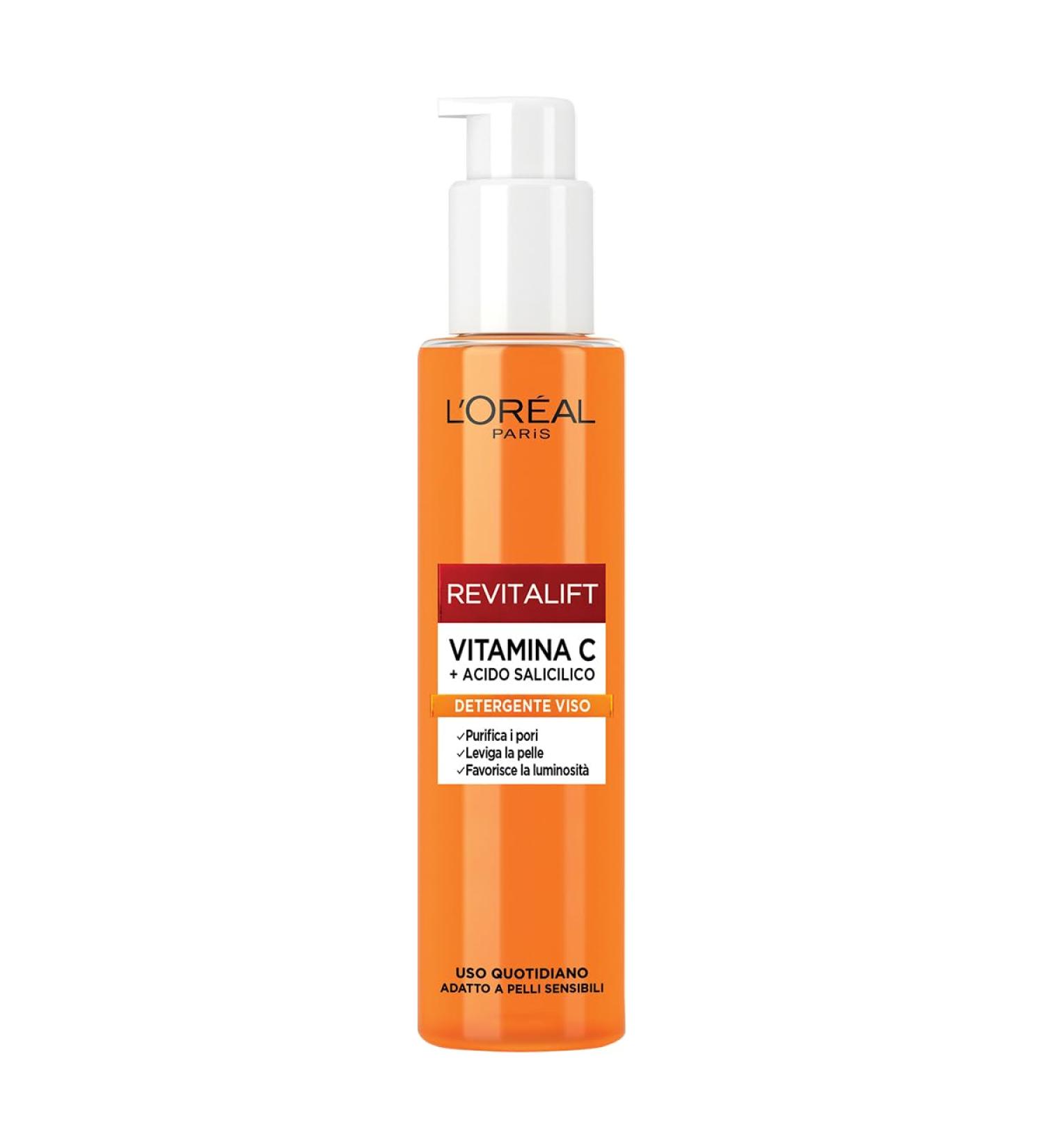 L'Oreal Paris LOr al Paris cleansing facial cleanser suitable for sensitive skin smoothing and evening effect soft and elastic skin with vitamin C + salicylic acid Revitalift 150 ml
