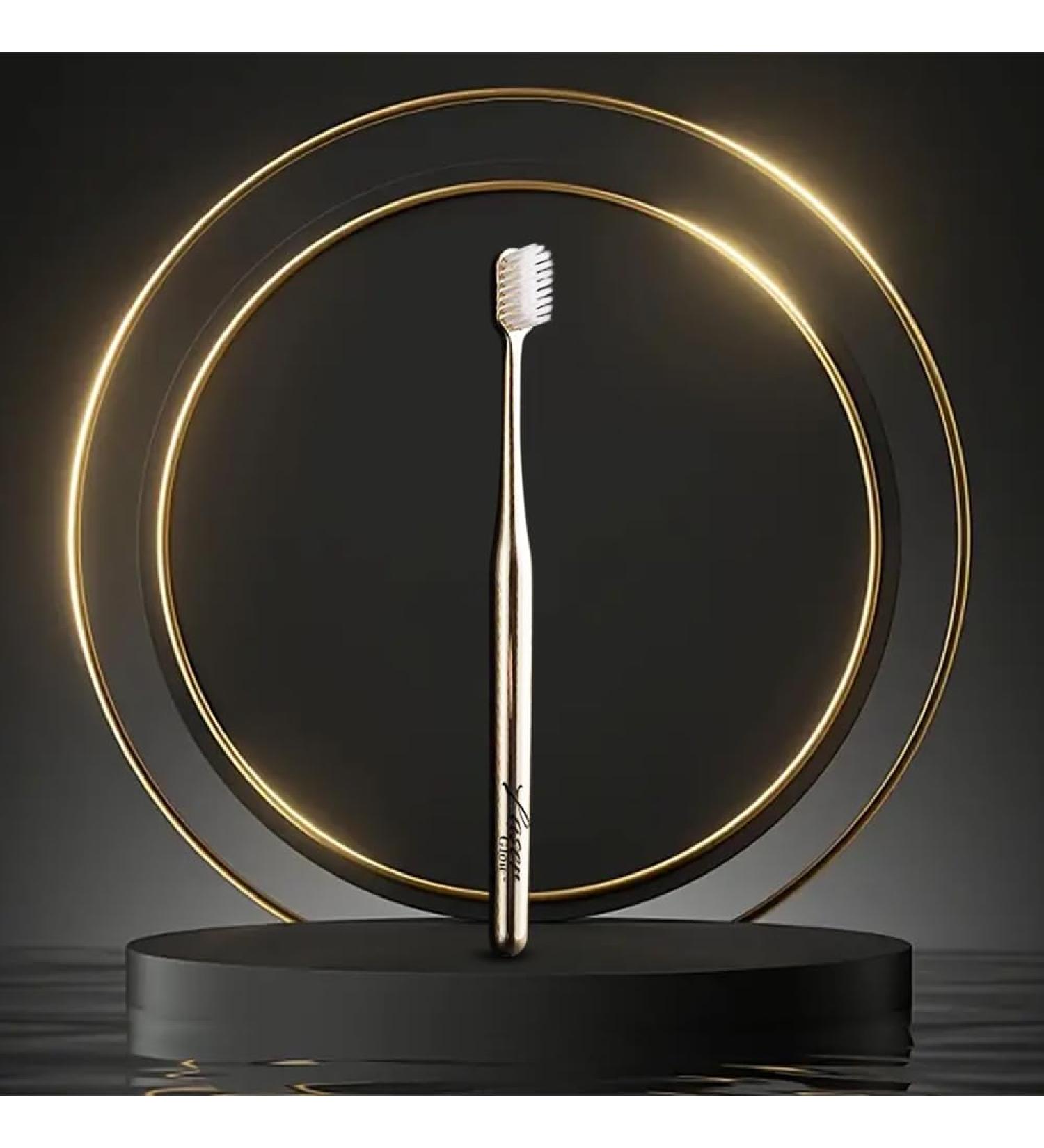 Luxury Soft Bristle Toothbrush for Sensitive Gums - Ergonomic Electroplated Handle Travel Toothbrush for Kids & Adults - Gold Teeth Care Solution - Buy Online on GoSupps.com