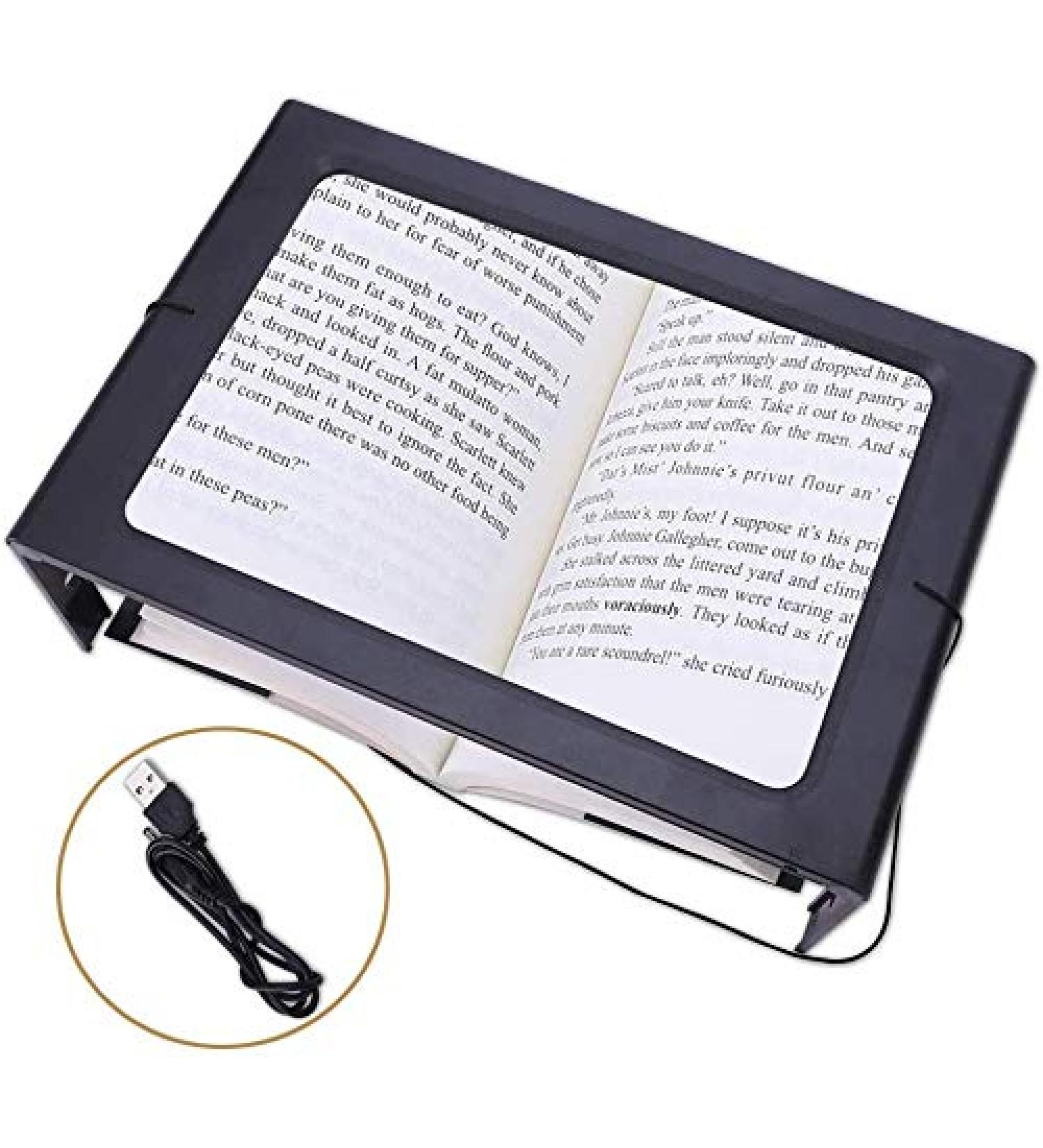 Full Page 3X Reading Magnifying Glass with 12 LED Lights Handheld Or Hands Free Magnifier with Stand & Lanyard - Large A4 Sheet Illuminated Vision Aid - Buy Online on GoSupps.com