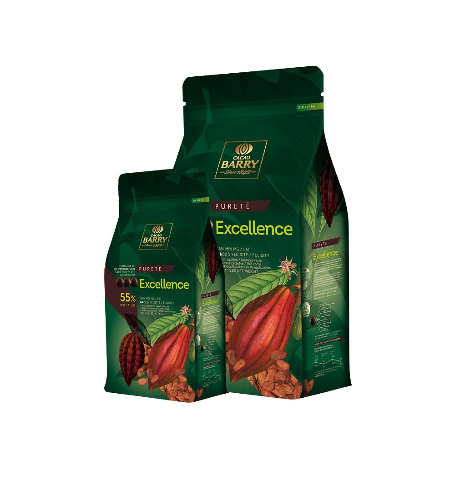 Cacao Barry - Excellence 55% dark couverture chocolate pistoles 5 kg