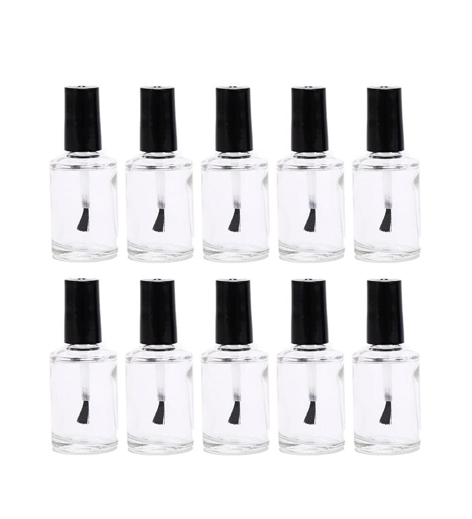 Vasana Clear Glass Nail Polish Bottles - 10 Empty Containers with Brush Caps for DIY Manicure & Nail Art - Top Coat & Sample Bottles - Buy Online on GoSupps.com