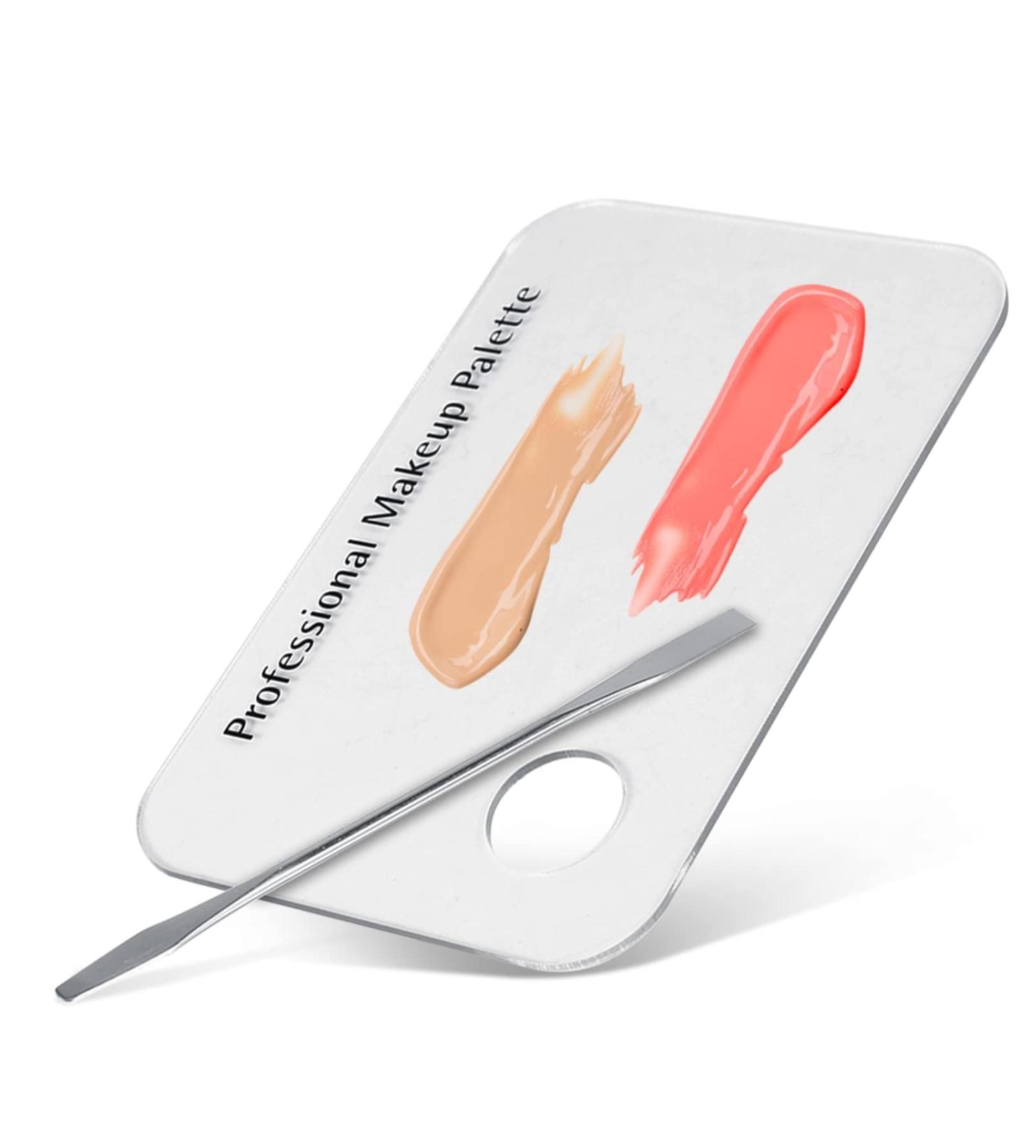 Buy Acrylic Cosmetics Palette | Clear Makeup Mixing Tool & Nail Art Palette with Stainless Steel Spatula - Buy Online on GoSupps.com